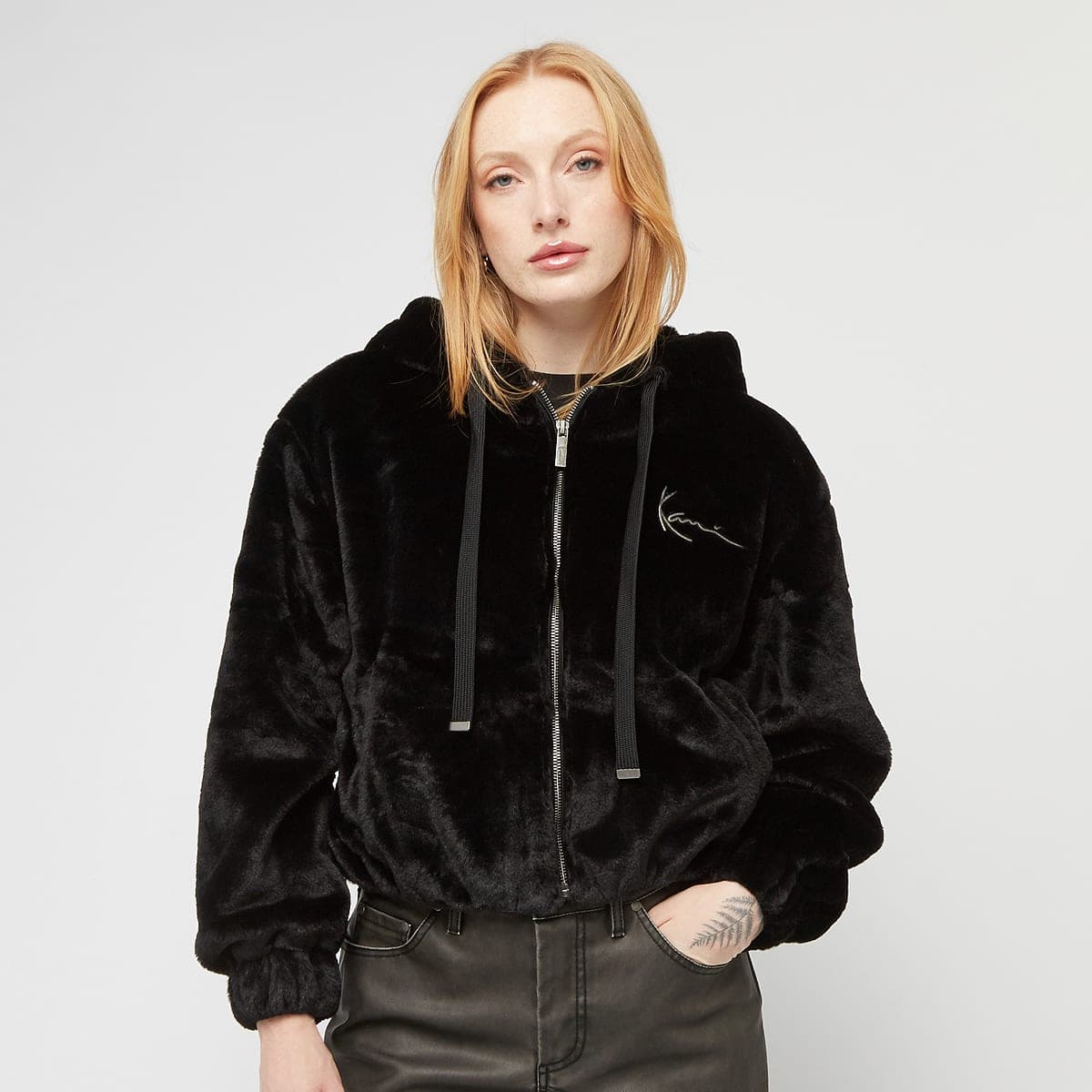 Metal Signature Vegan Fur Zip Hoodie Jacket 