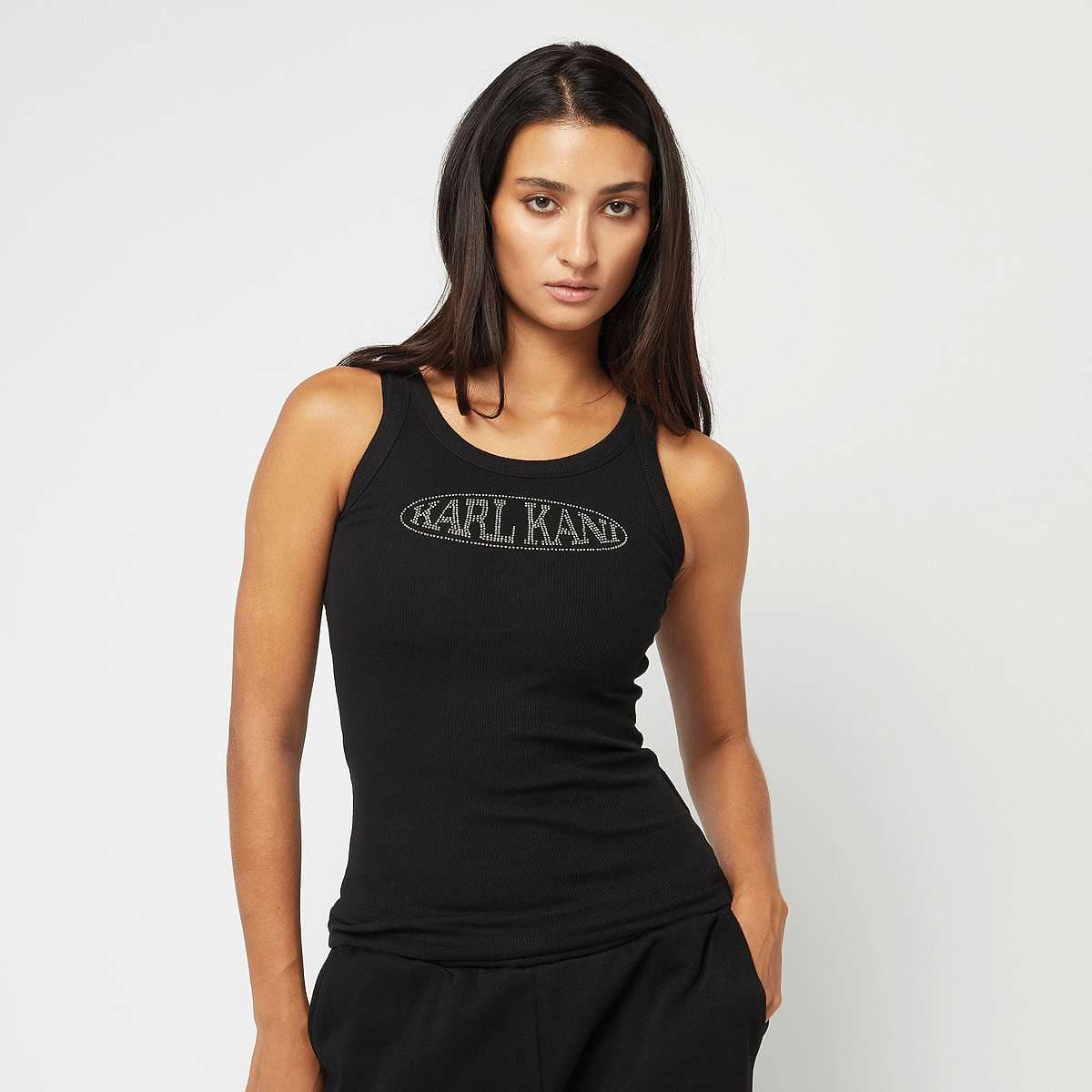 Woven Signature Rhinestone Rib Tank 