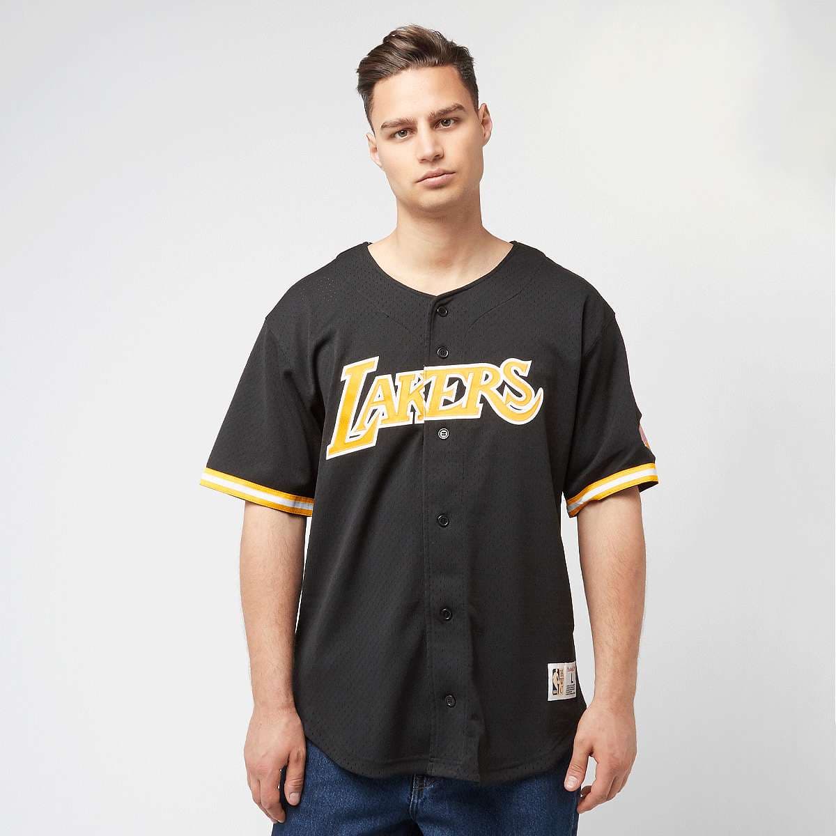 NBA On the Clock Mesh Button Front Vintage Logo LA Lakers