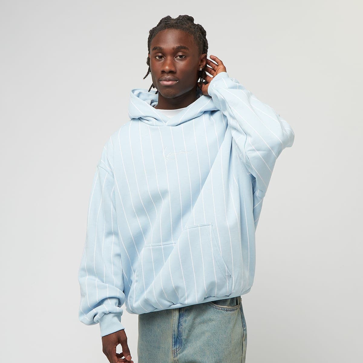 Signature Logo Pinstripe Oversized Hoodie 