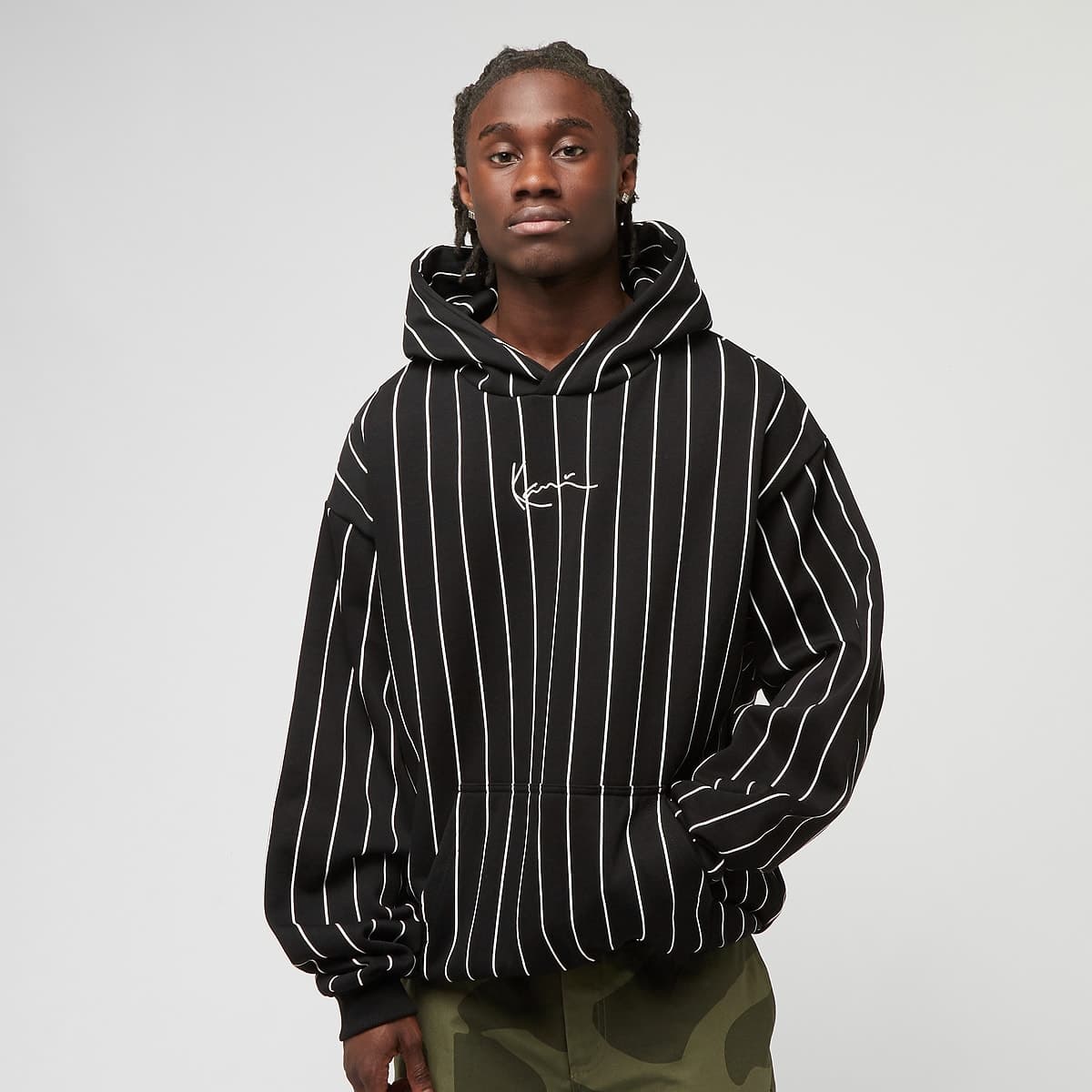 Signature Logo Pinstripe Oversized Hoodie 
