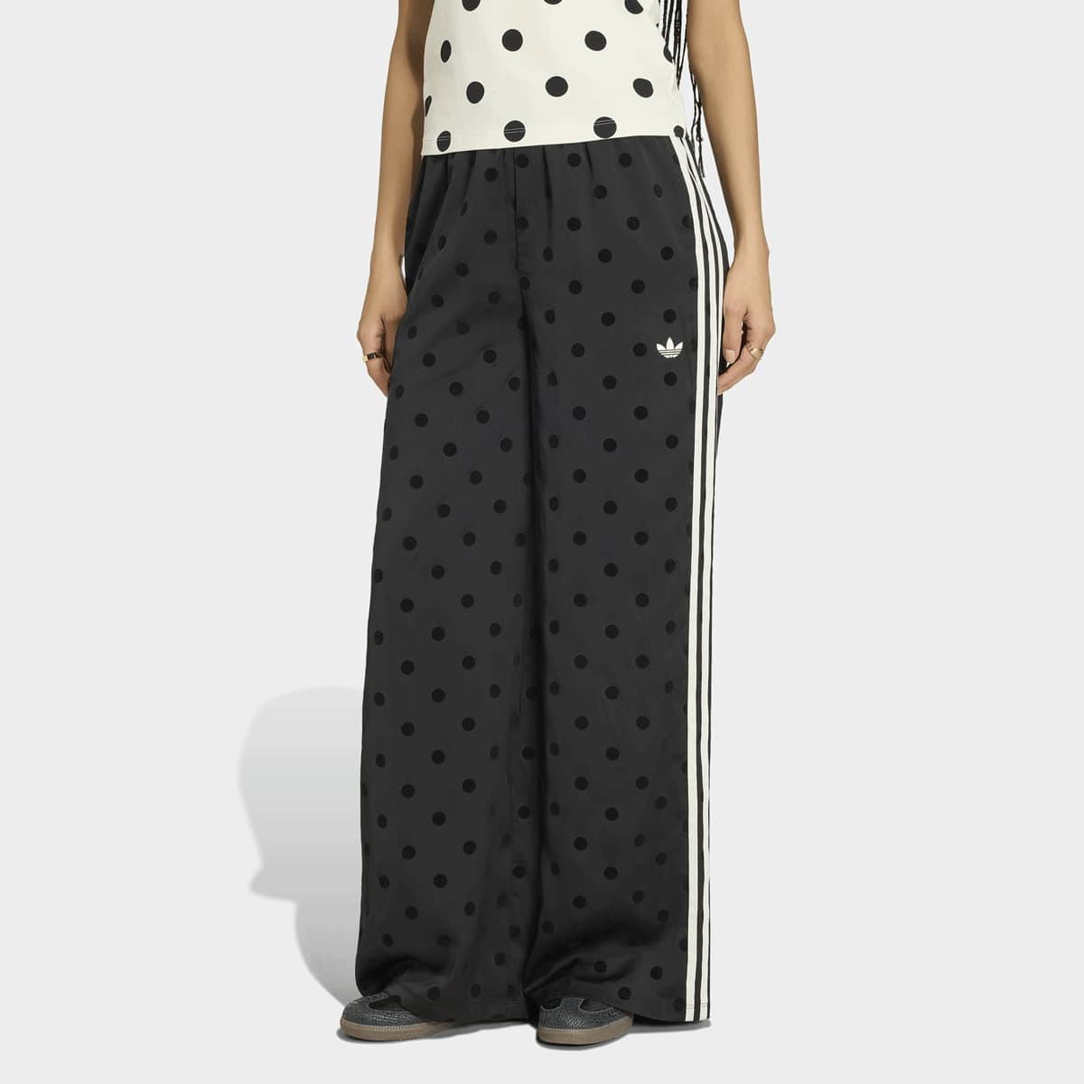 Satin Polka Dots Wide Leg Pants