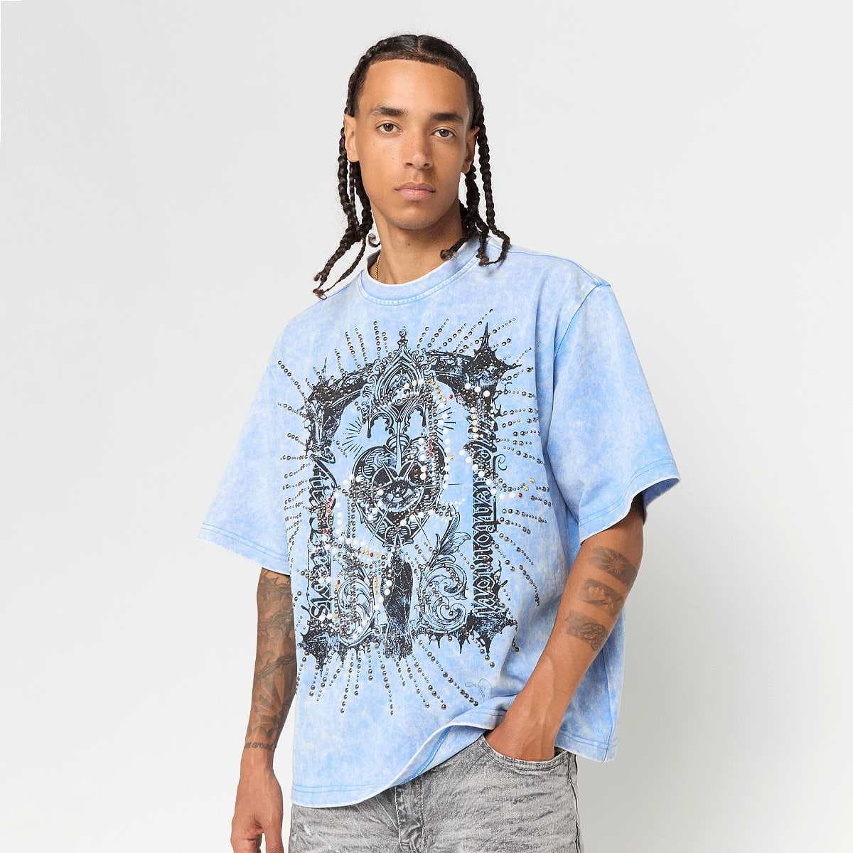 MEMENTO MORI STUDDED TEE ALLURE BLUE