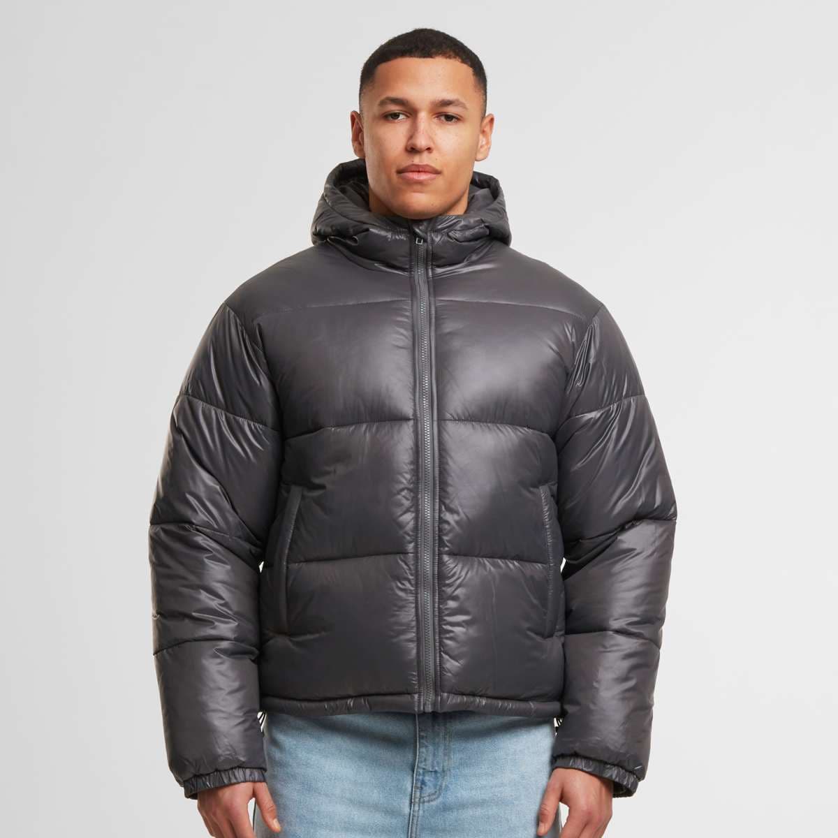 Shiny Puffer Jacket With Hood