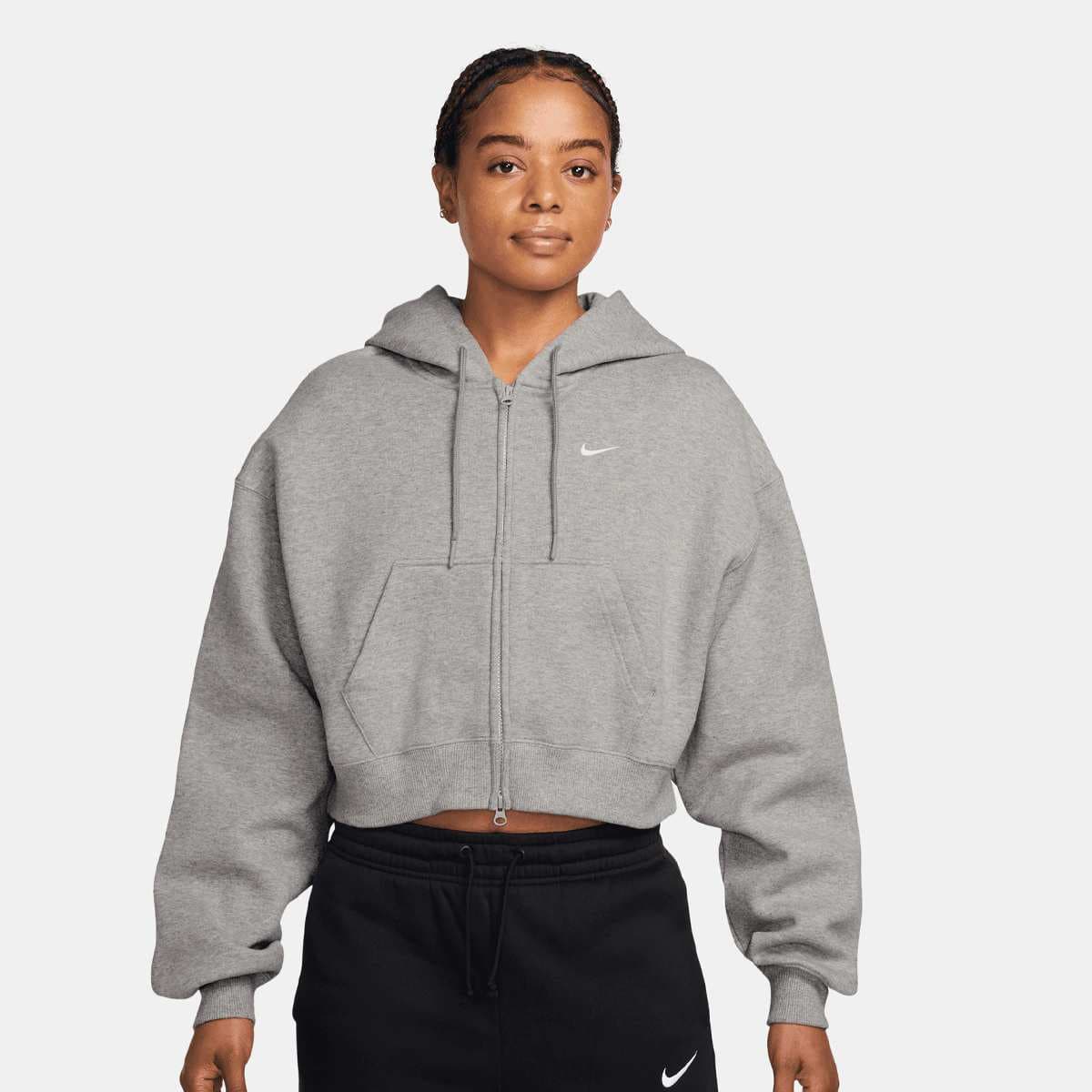Studio Fleece Mid Waist Oversized Crop Full Zip Hoodie