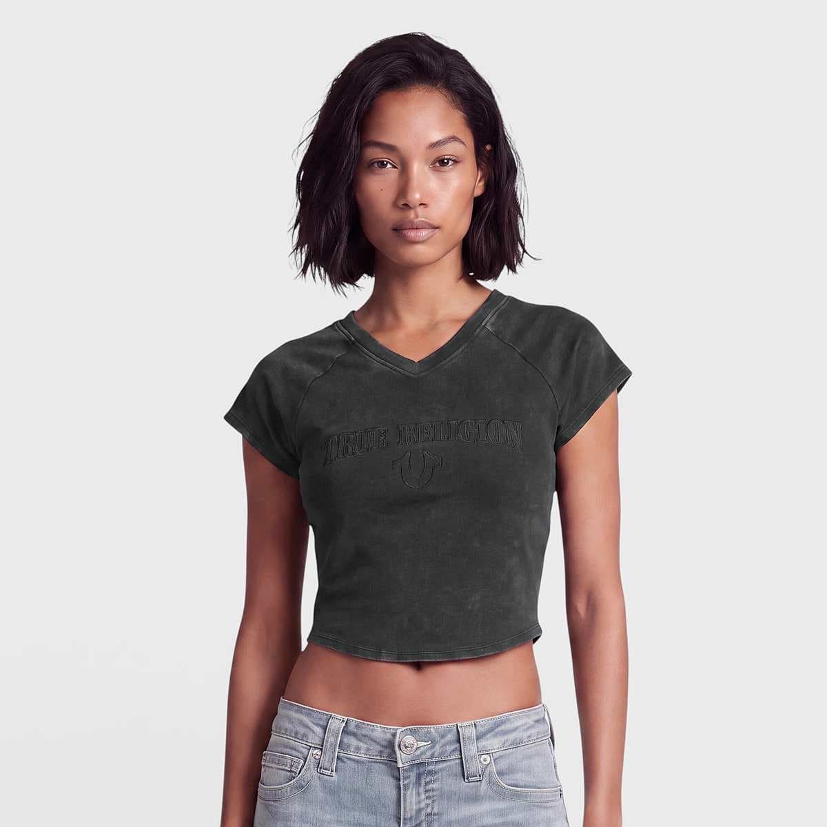 Embroidered Washed Rib Baby Tee