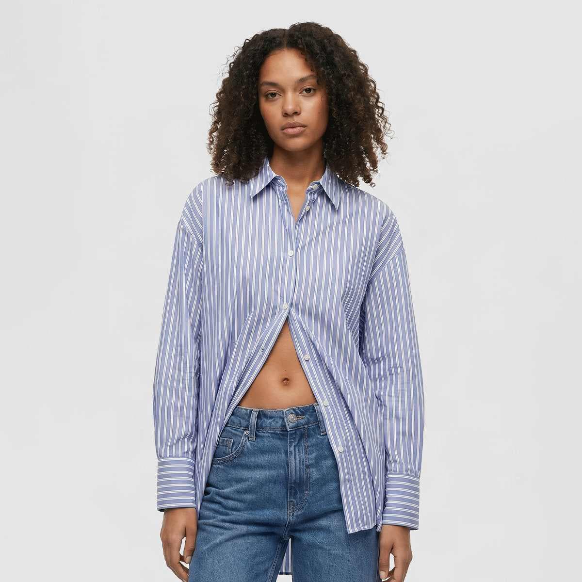 Ladies Striped Cotton Blouse