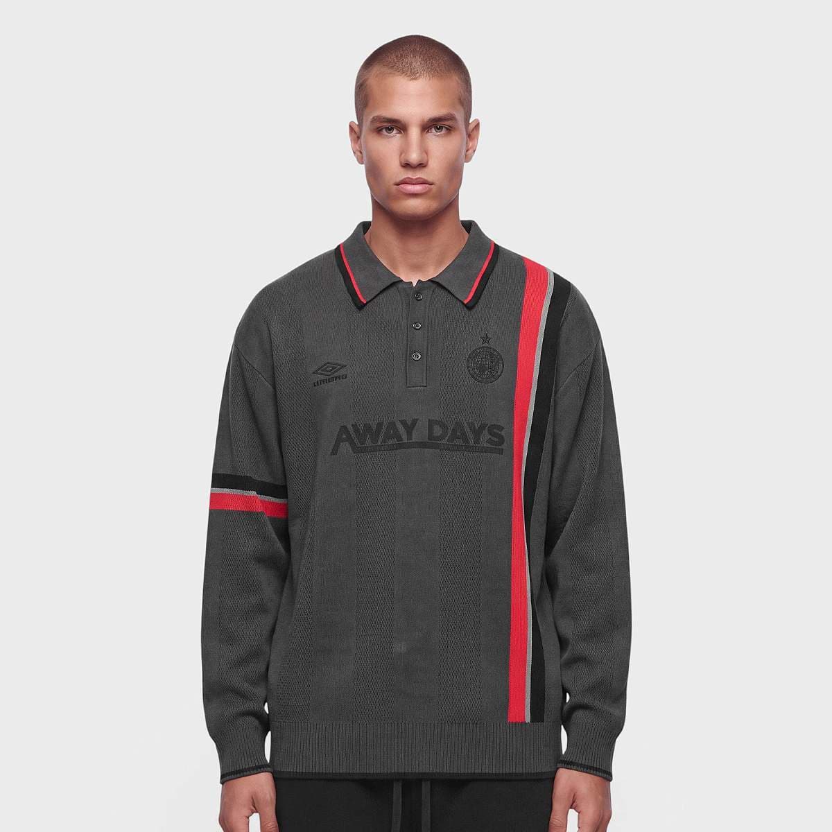 LS KNITTED FOOTBALL POLO sedona sage/high risk red/black