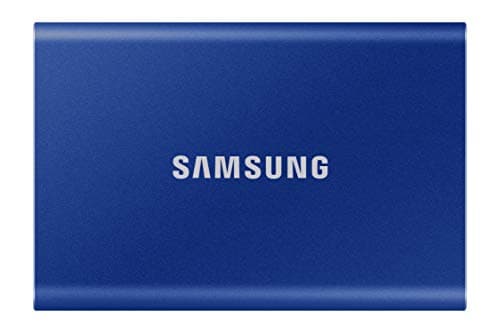 Samsung Portable SSD T7, SSD 2 TB, USB 3.2 Gen.2, 1.050 MB/s Lesen, 1.000 MB/s Schreiben, Externe SSD-Festplatte für iPhone 15 und neuer, Mac, PC, Smartphone und Spielkonsole, Blau, MU-PC2T0H/WW