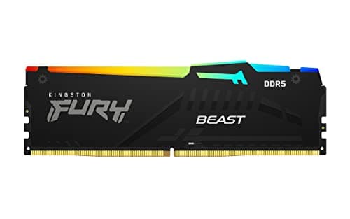 Kingston FURY Beast Noir RGB 8Go 6000MT/s DDR5 CL40 DIMM Mémoire pour PC de Gamer Module Simple Intel XMP - KF560C40BBA-8