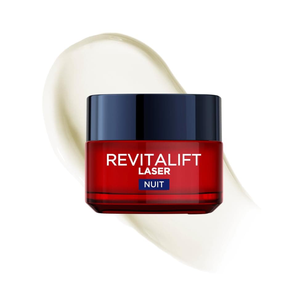 L'Oréal Paris - Crème Masque Nuit Triple Action Anti-Âge - Anti-Rides & Multi-Correction - Enrichi au Pro-Rétinol, à l'Acide Hyaluronique & à la Vitamine C - Revitalift Laser - 50 ml