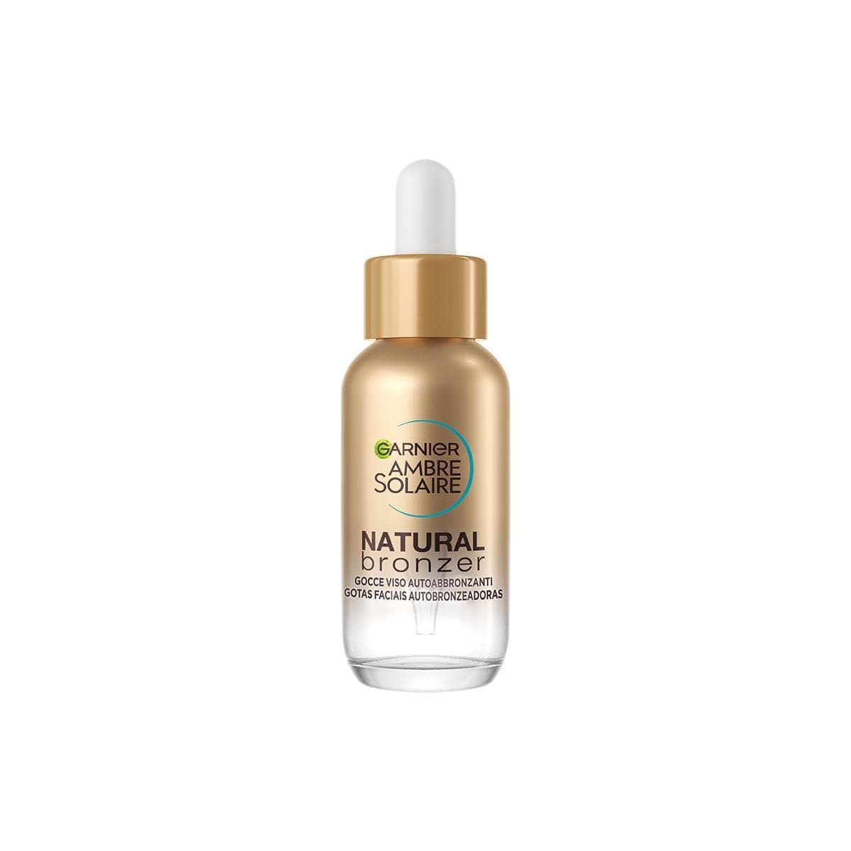 Garnier Gocce Viso Autoabbronzanti Natural Bronzer, Per un'Abbronzatura Naturale e Luminosa, A Rapido Assorbimento, Azione Idratante, Con Acido Ialuronico e Acqua di Cocco, Ambre Solaire, 30 ml
