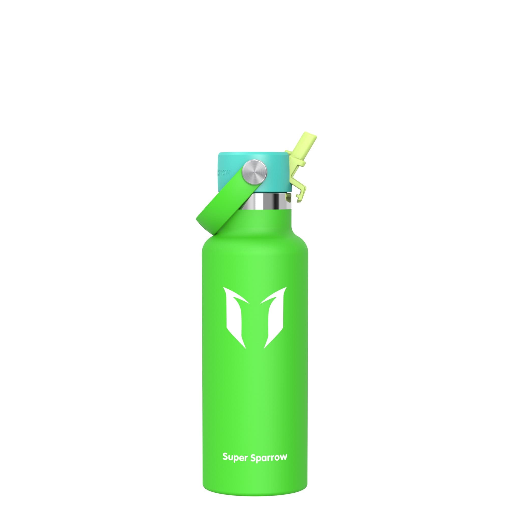 Super Sparrow Trinkflasche Edelstahl - Thermobecher - 350ml, 500ml, 750ml, 1L, 1.2L - FlipFlow Trinkflaschen mit Strohhalm - BPA-Frei Thermoskanne, Thermosflasche für Sport, Travel, Schule, Outdoor
