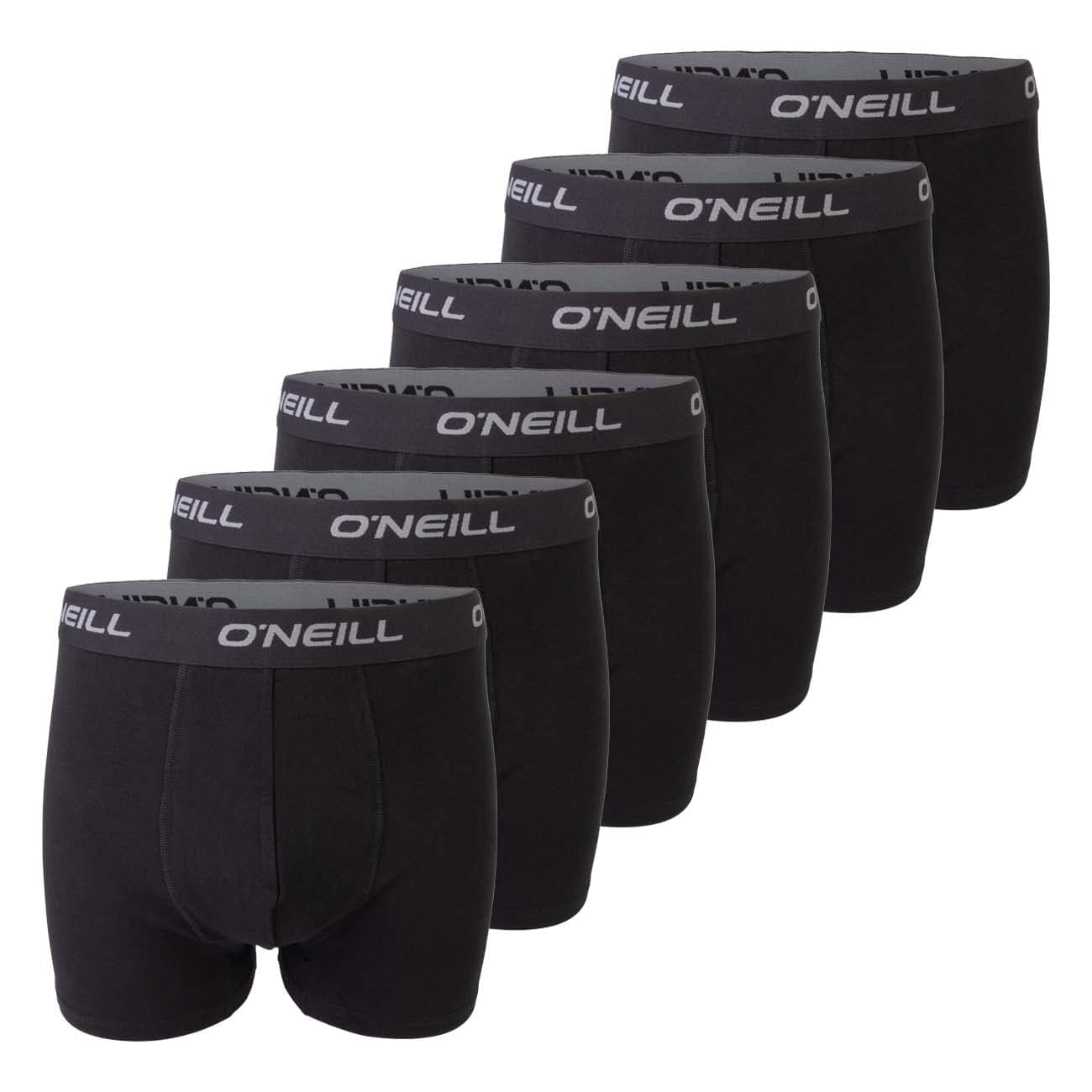 O'Neill Boxershorts Herren 6er Pack Baumwolle Uni Sport Boxer Männer Basic Trunk Unterwäsche Unterhose ohne Eingriff Schwarz Rot Blau M L XL XXL