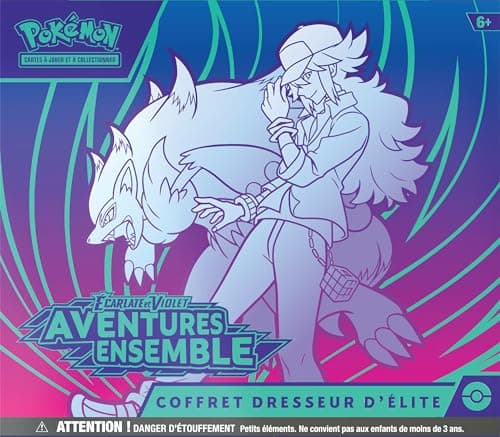 Pokémon-TCG: Top-Trainer-Box Karmesin und Purpur – Reisegefährten (1 voll illustrierte Promo-Karte, 9 Boosterpacks und Premium-Spielzubehör, evtl. Nicht in Deutscher Sprache)