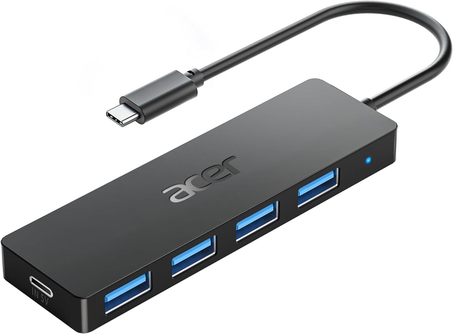 acer USB C HUB 3.0 mit USB-C-Stromversorgung, Ultra Slim Multiport Hub 4 Ports USB 3.0 Adapter für iPhone 15/16 Serie, MacBook/iPad Pro, iMac, Surface Pro, PC, Laptop, Tablets, Tastatur, Maus.- 20cm