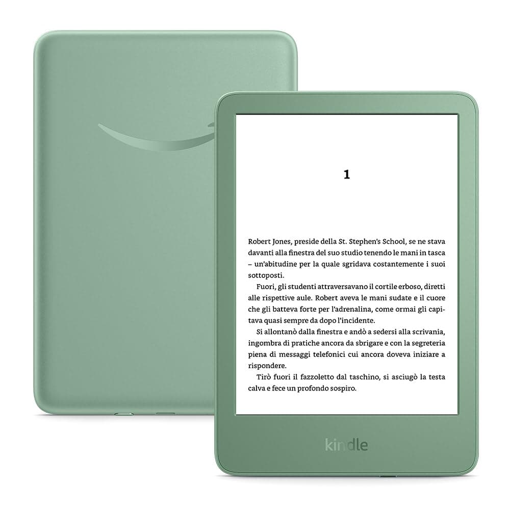 Amazon Kindle (Ultimo modello) - Il più leggero e compatto, con schermo antiriflesso, cambio pagina più rapido, illuminazione frontale regolabile- 16 GB - Con pubblicità - Verde Matcha