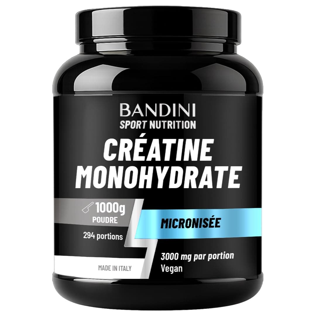 Bandini® Créatine Monohydrate Poudre 1 kg 100% Pure pour l‘Entraînement de Force | Creatine Micronisée 1kg Haut dosage Sport & Fitness | Pre Workout Puissant | 292 Portions | Micronized Vegan Powder