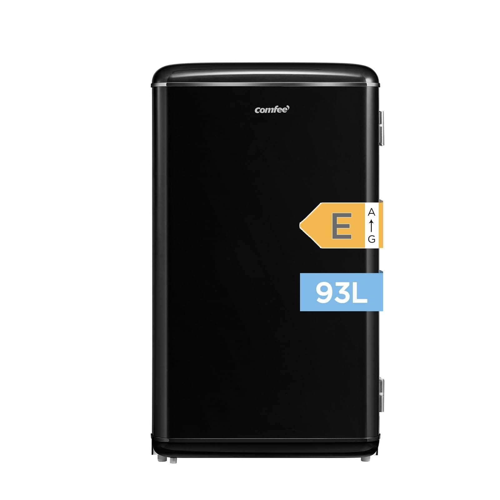 Comfee' RCD93BL2EURT(E) Réfrigérateur Sous-Plan, 93L, Réfrigérateur Rétro Pose Libre avec Compartiment Réfrigérant, Thermostats Réglables, Lumière LED, Noir