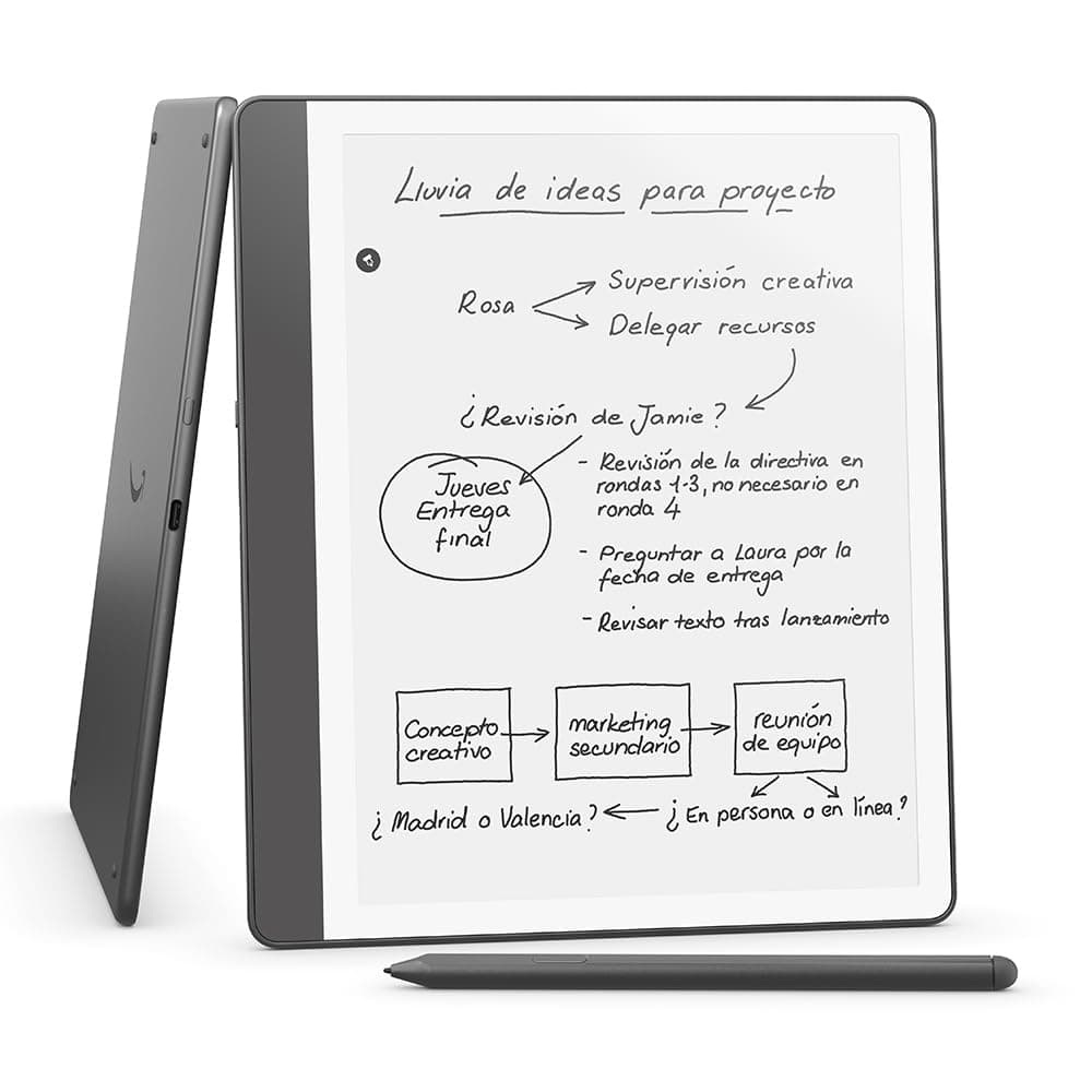 Amazon Kindle Scribe (64 GB) | Pantalla rediseñada con bordes uniformes. Escribe a mano sobre tus libros y documentos | Lápiz prémium | Gris tungsteno