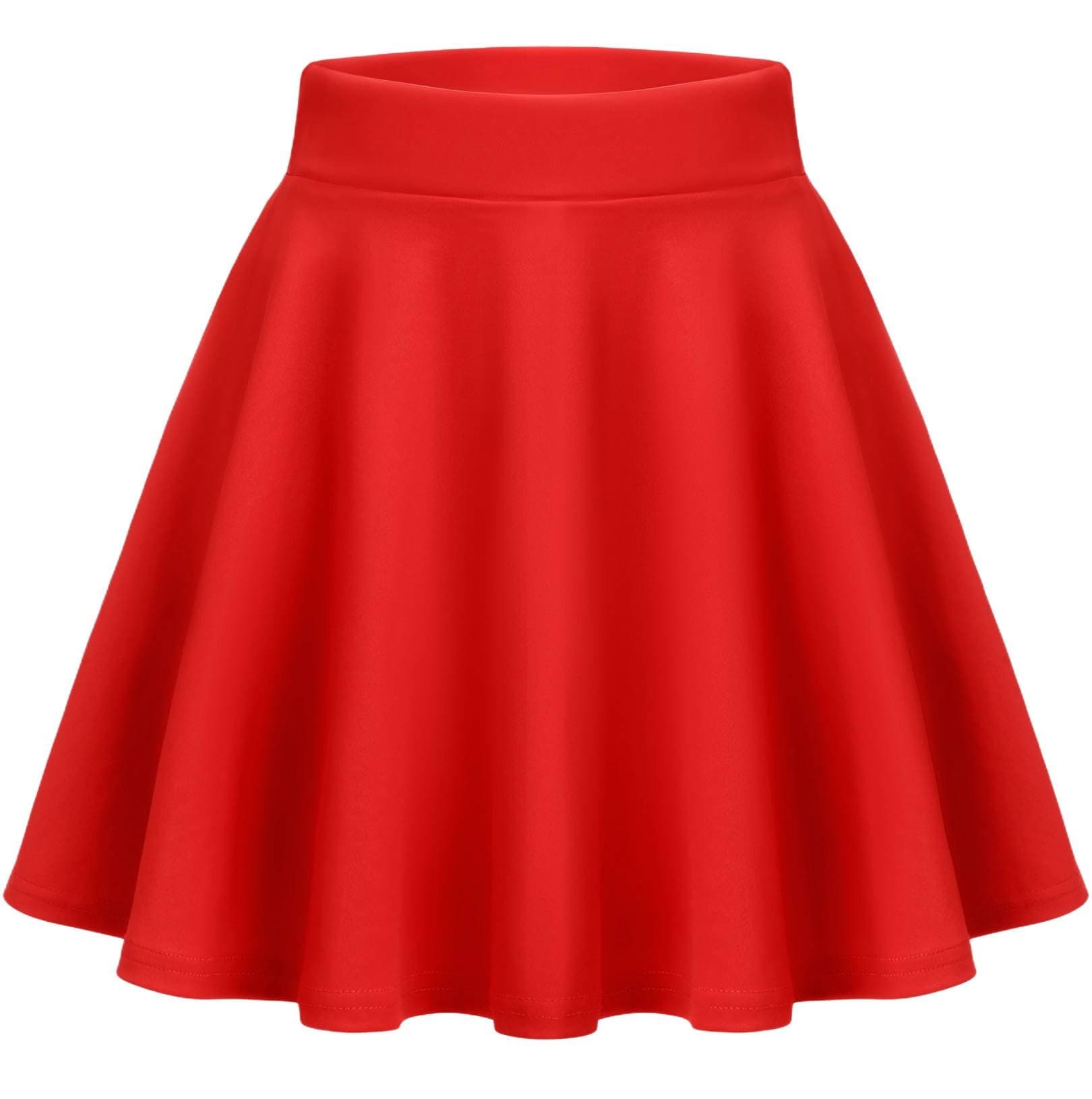 Zeagoo Jupes Femme Short Jupe Basic Taille Elastique A-Ligne Mini Jupe Courte Patineuse Jupe Casual Skirt