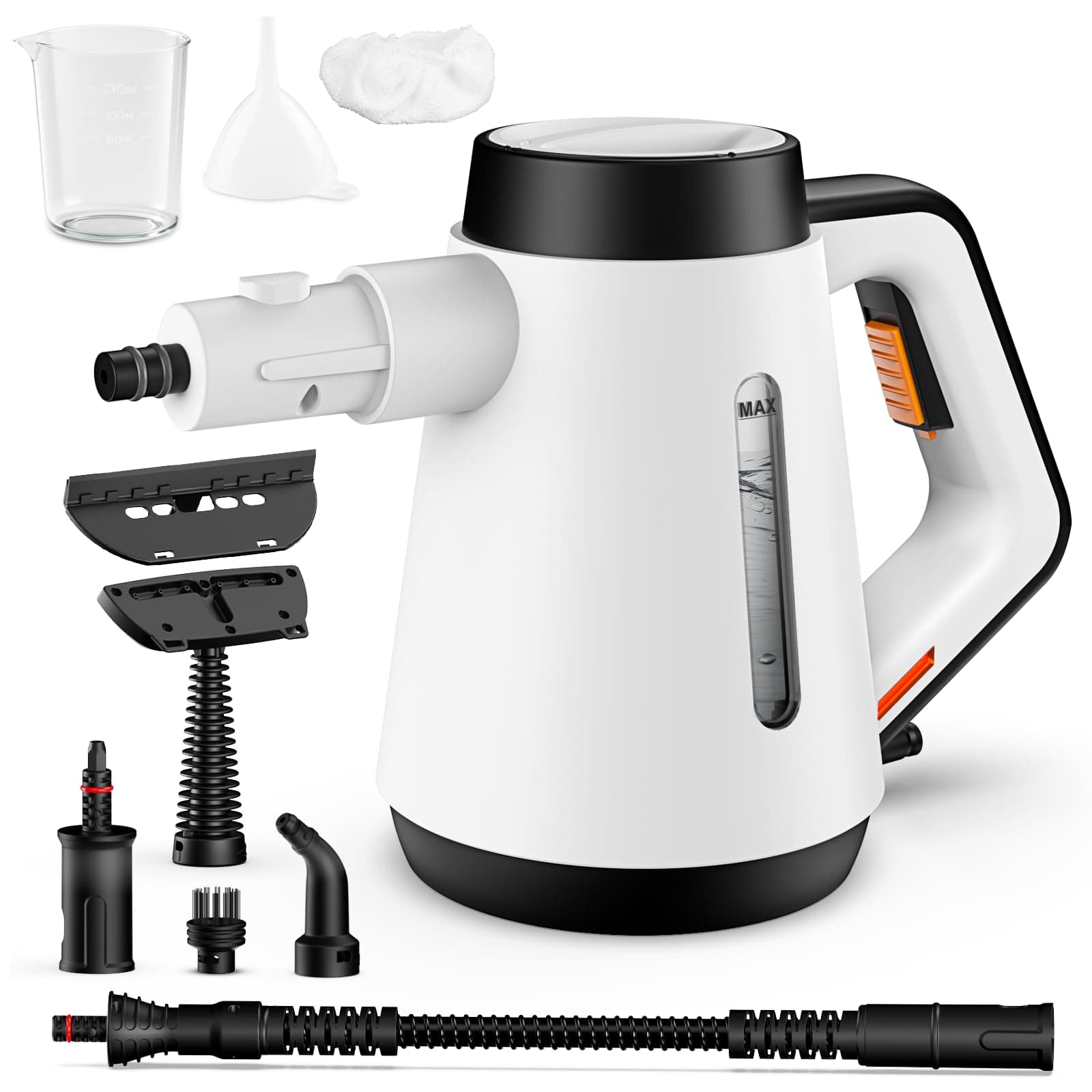 Fippesax Limpiador de vapor portátil, calefacción instantánea de 15 s, Limpiador de vapor multipropósito a presión de 400 ml con accesorios de 9 piezas, Limpiadores de vapor libres de químicos