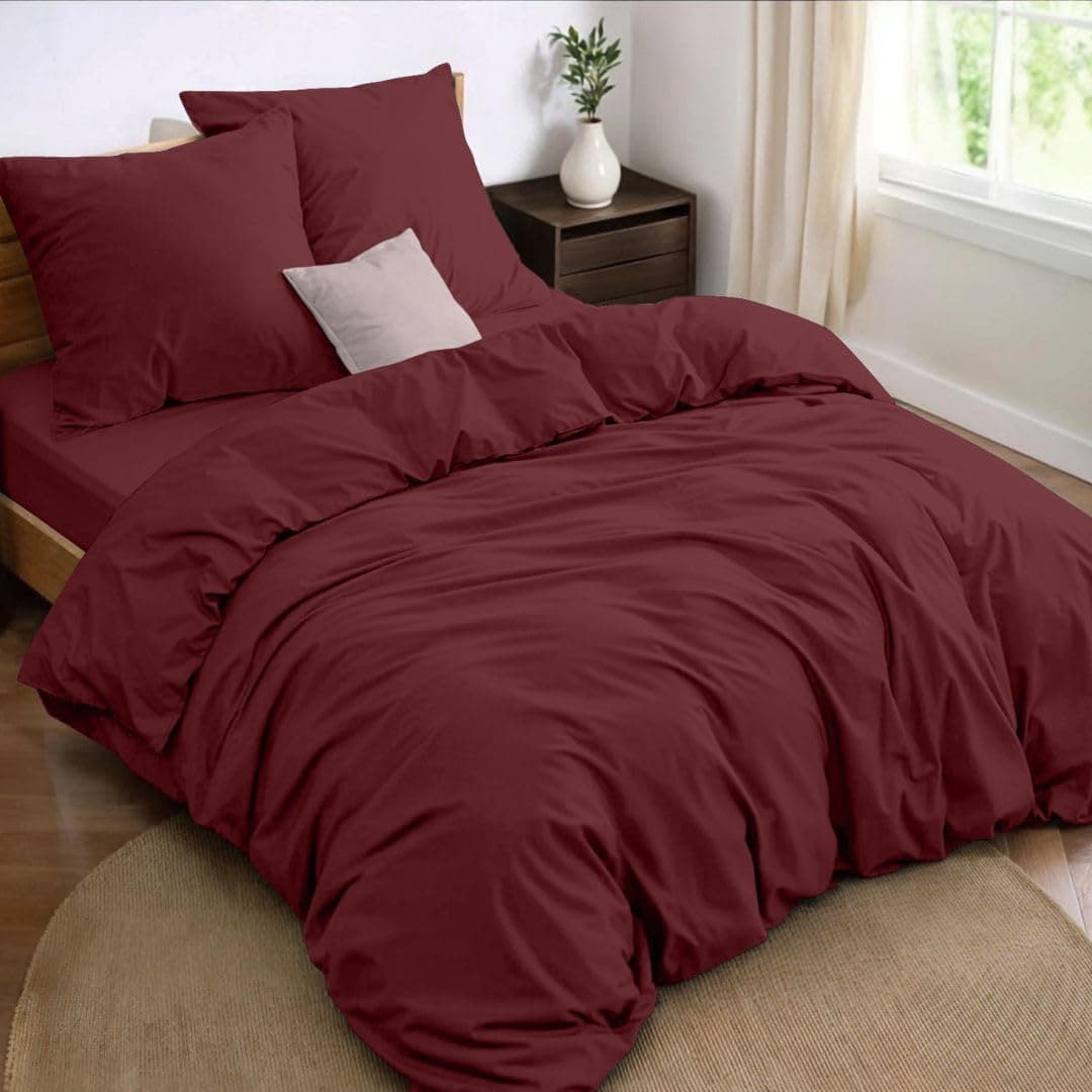 Dreamzie Parure de Lit 140x190 4 Pièces Housse de Couette 240x220 cm + Drap Housse 140x190 cm avec 2 taies d'oreillers 65x65 cm 240x220 Parure 100 Fils/cm² en Microfibre - Oeko-Tex