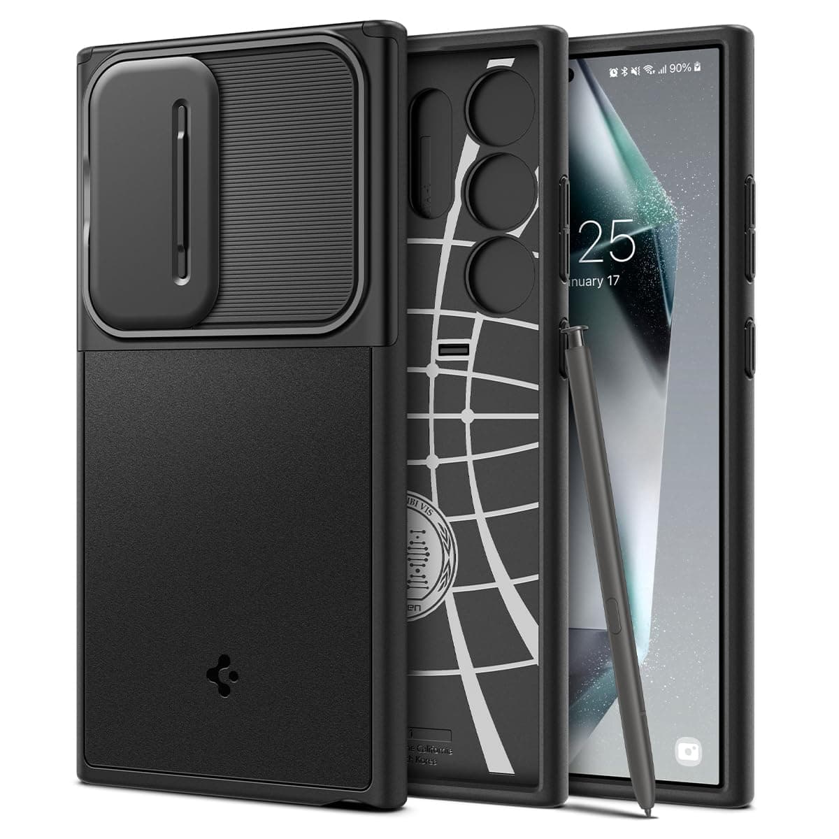Spigen Optik Armor Hülle Kompatibel mit Samsung Galaxy S24 Ultra -Schwarz