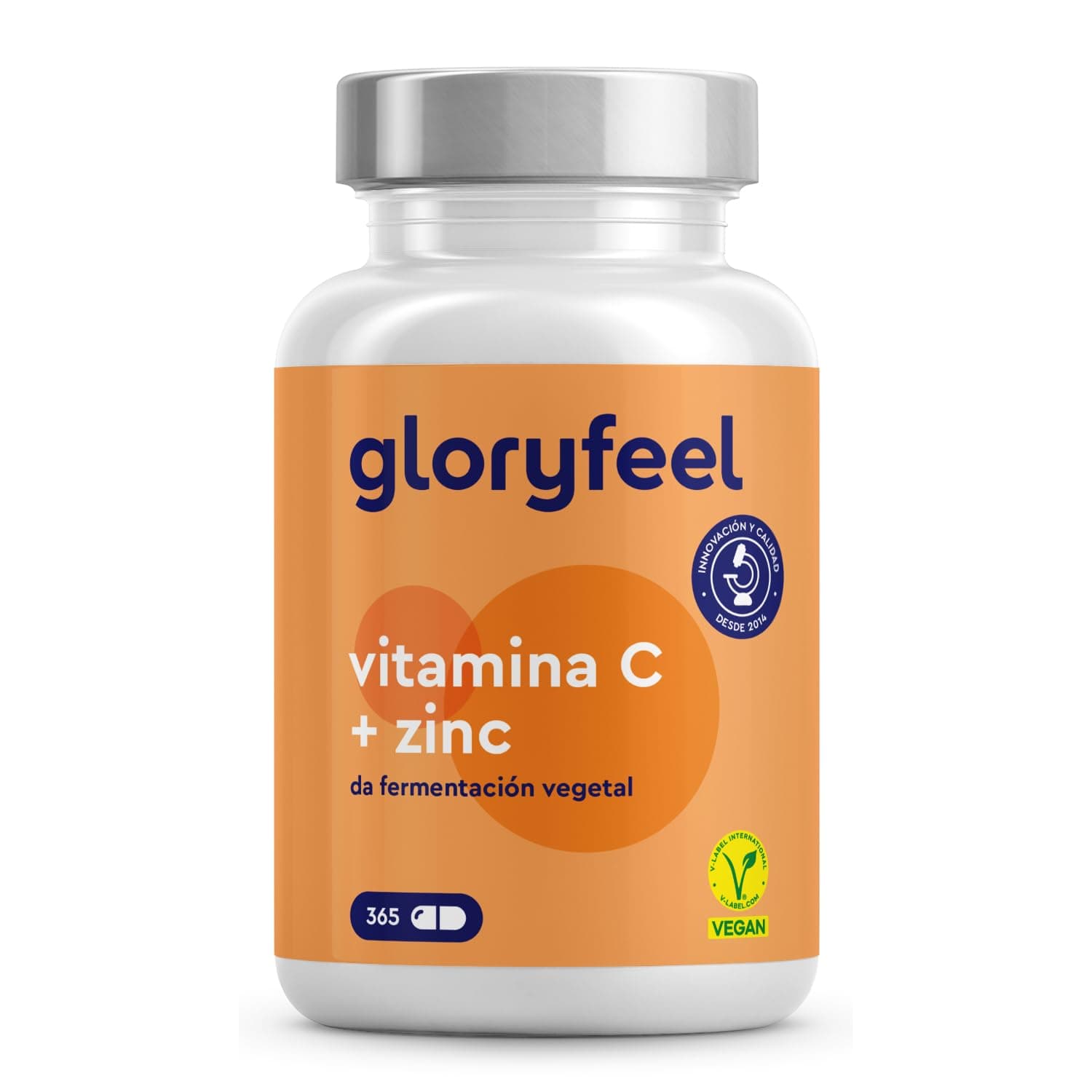 Vitamina C + Zinc - 365 Cápsulas - 1000mg Vitamina C + 20mg Zinc - Apoya el sistema inmunológico y reducen la fatiga - Vitamina C Tamponada con Protección gástrica y pH neutro - 100% vegano