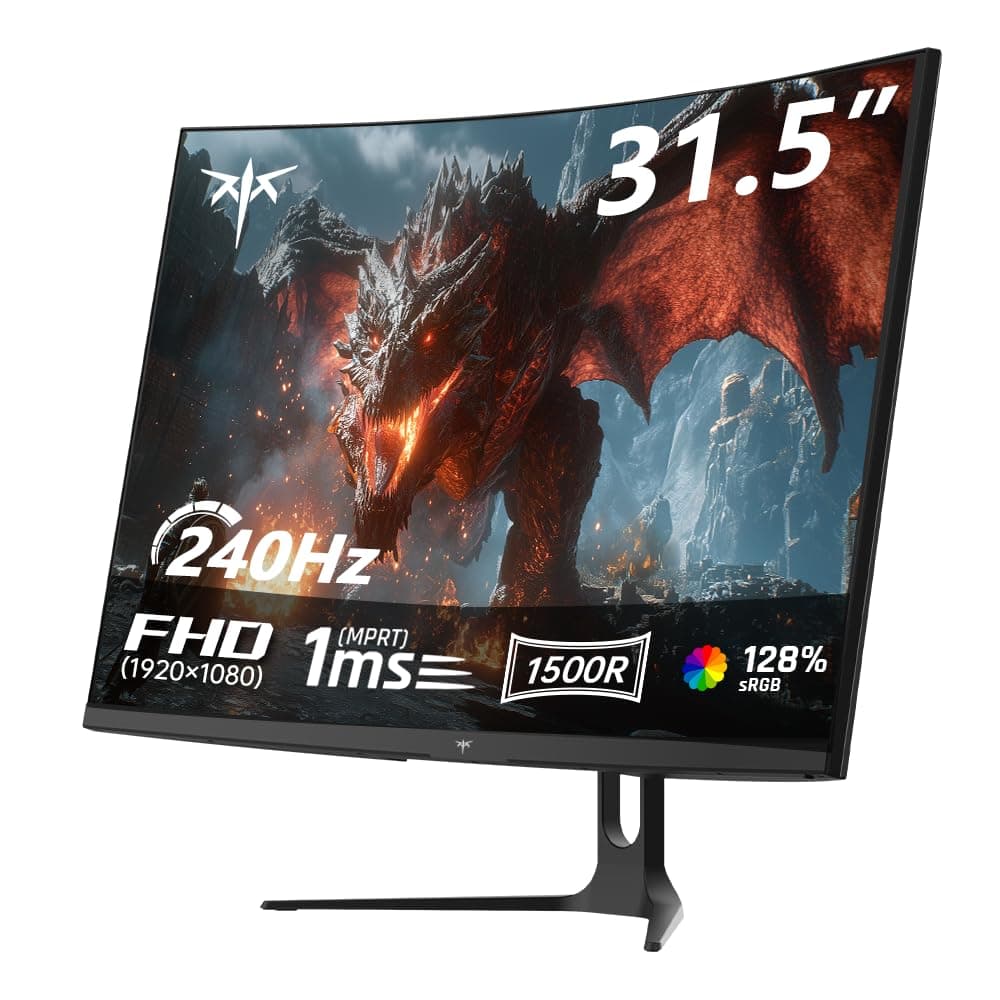 KTC Monitor Gaming Curvo 32 Pollici 240Hz | FHD | 1ms MPRT | Pannello VA 1500R | HDR | Contrasto 5000:1 | AMD FreeSync, Flicker-Free | sRGB 128% Ampia Gamma Cromatica | HDMI 2.0/DP 1.4 | VESA | H32C5