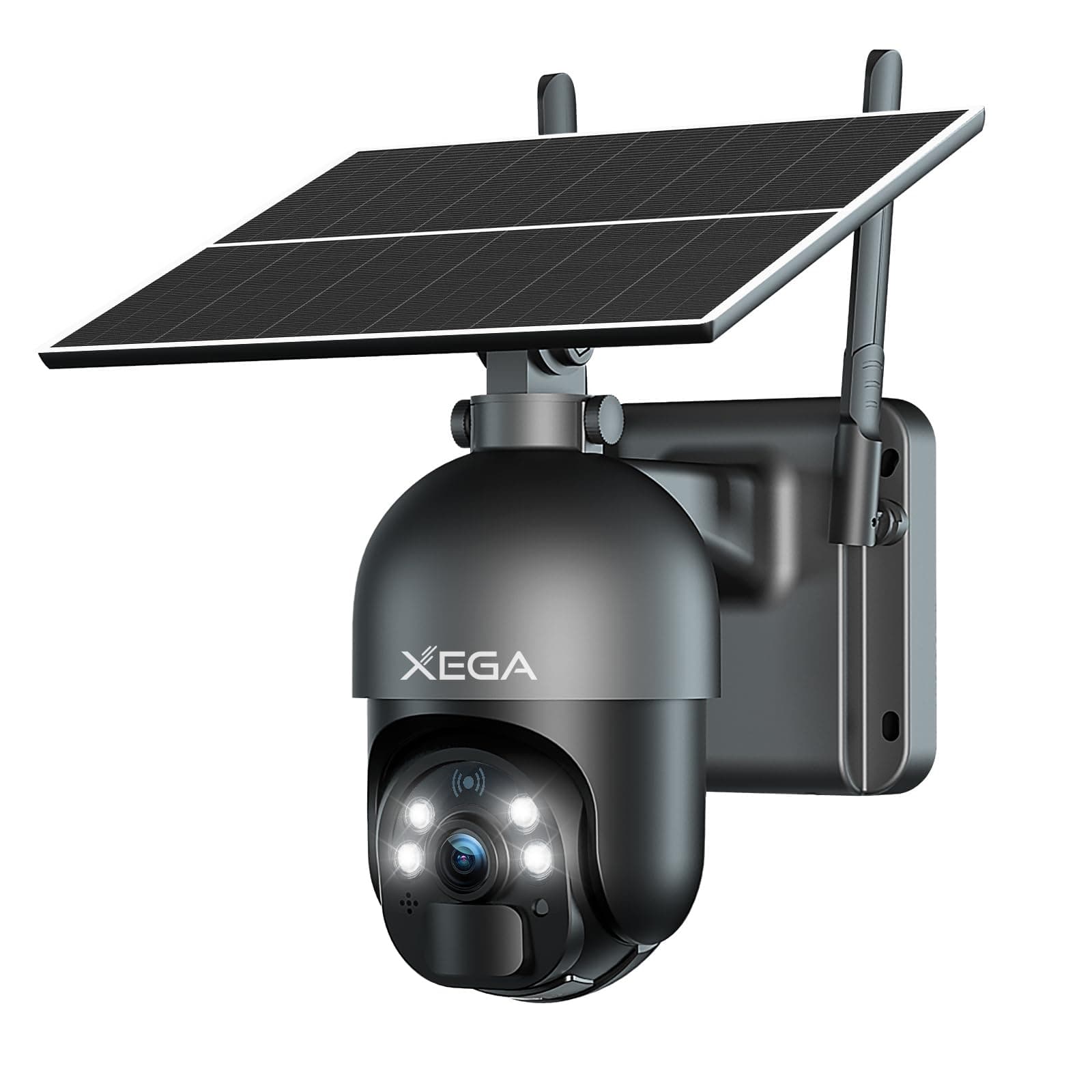 Xega 3G/4G LTE Telecamera Solare Esterno con SIM Scheda 2K HD 355°/95° PTZ Telecamere Senza Fili con Pannello Solare Batterie Visione Notturna Rilevamento del Movimento Audio Bidirezionale Rotazione