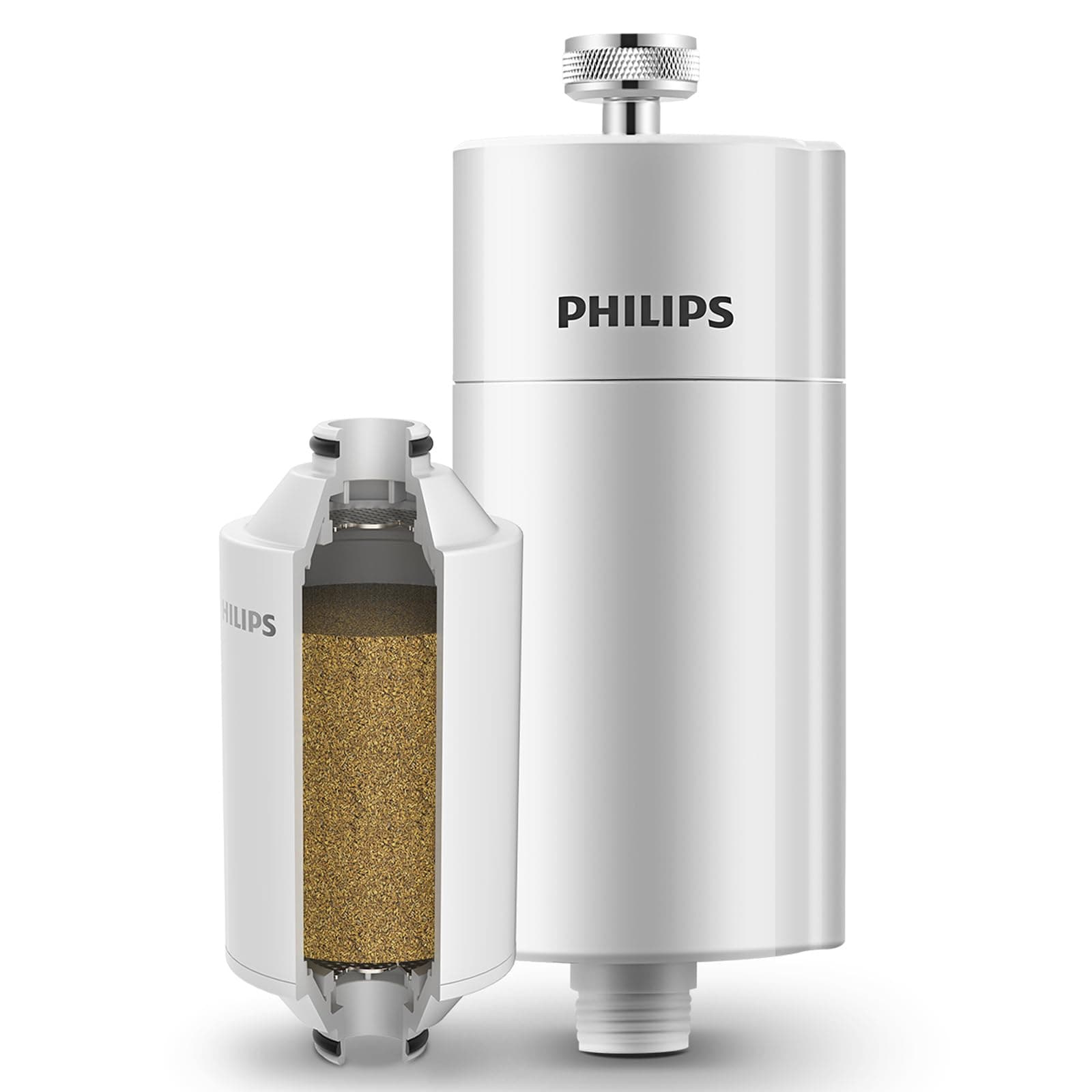 Philips Water Filtre de douche avec 1 cartouche, compatible avec tous les tuyaux et robinets standards, réduit le CHLORE jusqu’à 99%, BLANC, capacité de filtration de 50.000 L