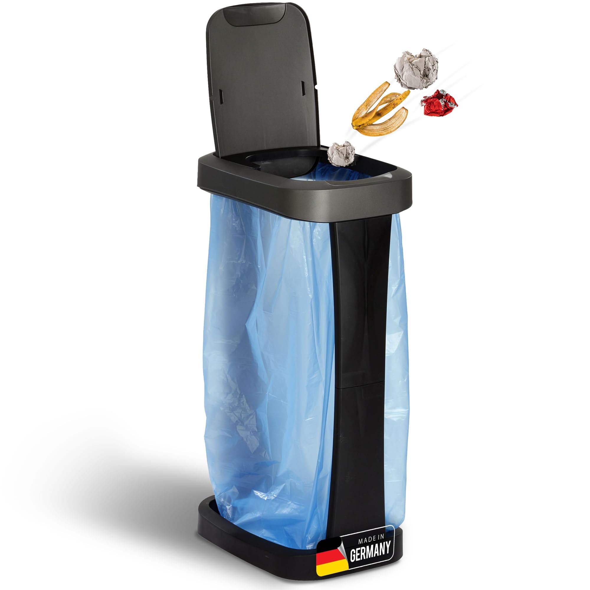 Novaliv Müllsackständer mit Deckel für 70L-120L Müllsäcke, extra Robust & Fester Stand Outdoor geeignet, gelber Sack Müllständer Gelbersack-Halter Müll Abfall Ständer Aufbewahrung Mülltonne