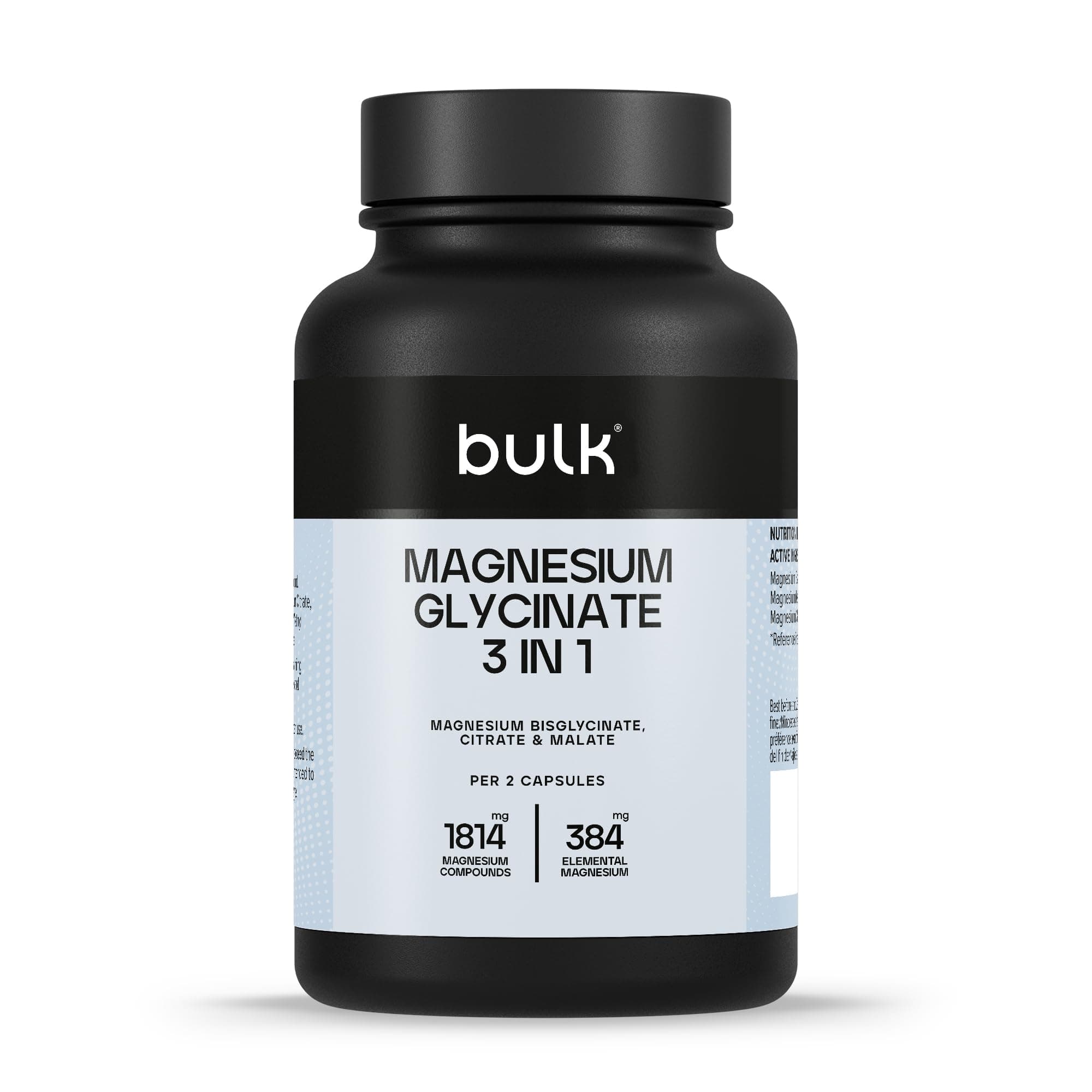 Bulk Magnesio 3 en 1 Complex | 900mg de alta absorción | Suplemento magnesio triple fuerza con bisglicinato, citrato, malato | Apoya la función muscular, la energía y la recuperación | 90 comprimidos