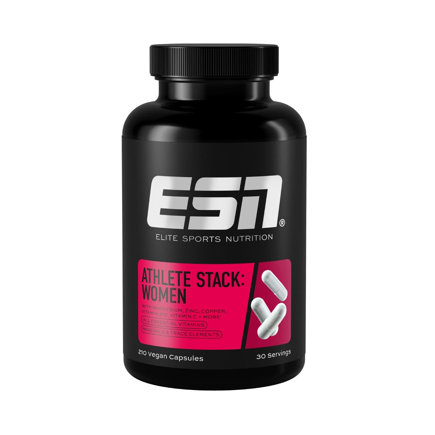 ESN Athlete Stack Women, 210 Kapseln, Alle essentiellen Vitamine und Mineralstoffe, vegan - Made in Germany