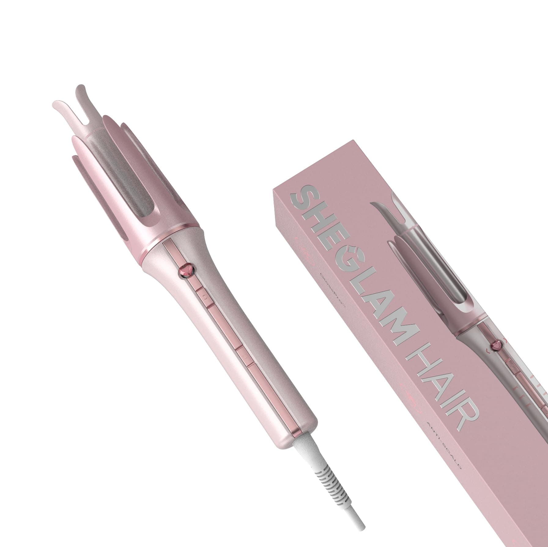 SHEGLAM Cupid's Charm One-Touch Automatisches Lockenstab Schnellaufheizend Selbstrotierender Lockenwickler 3 Stufen Temperaturwahl für Haarstyling in Rosa (19mm)