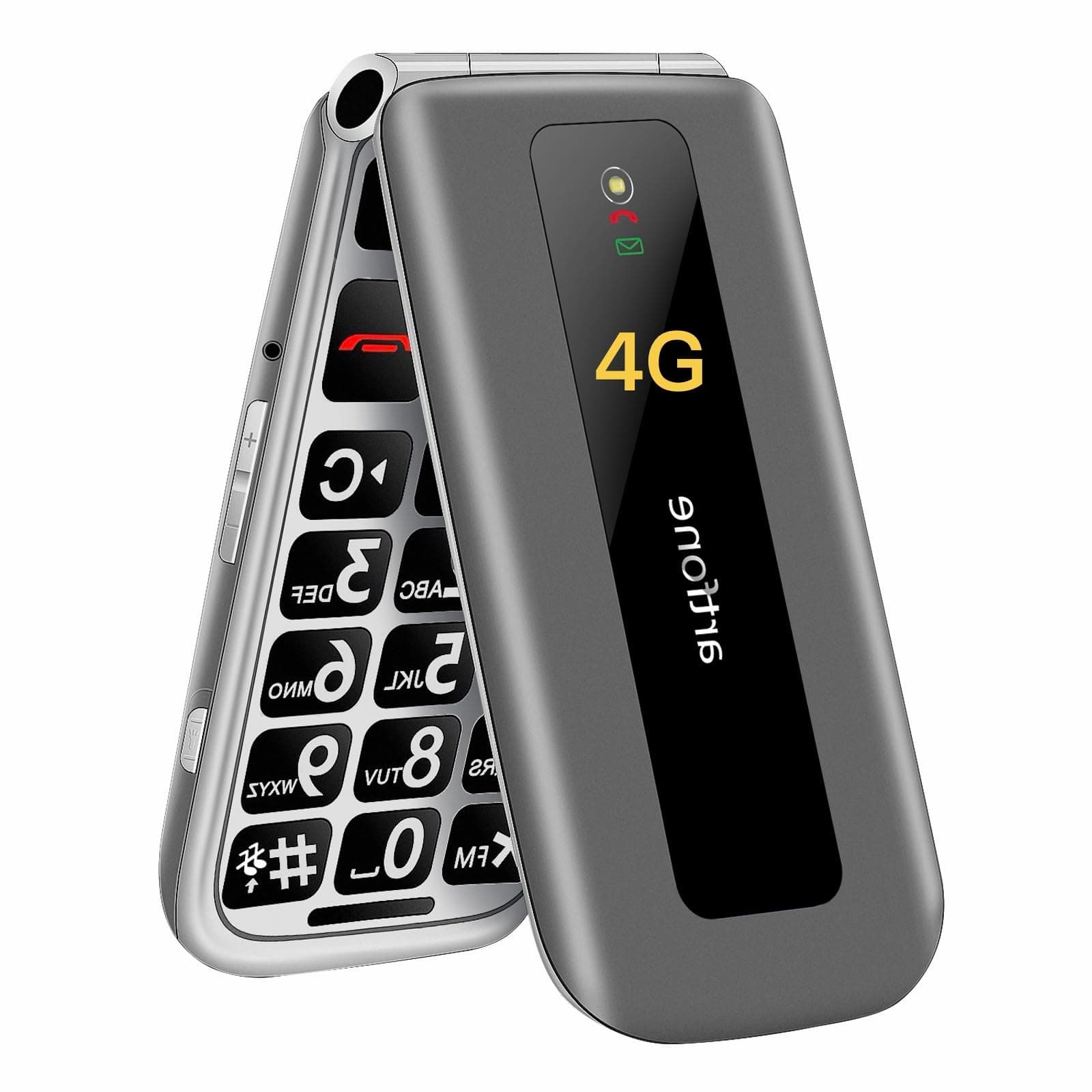 artfone F30 Gris argenté - 4G Telephone Portable Senior Débloqué丨Téléphone Portable à Clapet avec Grandes Touches丨Bouton SOS丨écran de 2.4" 丨Station de Charge丨Fonction de Rappel de l'heure丨Radio FM