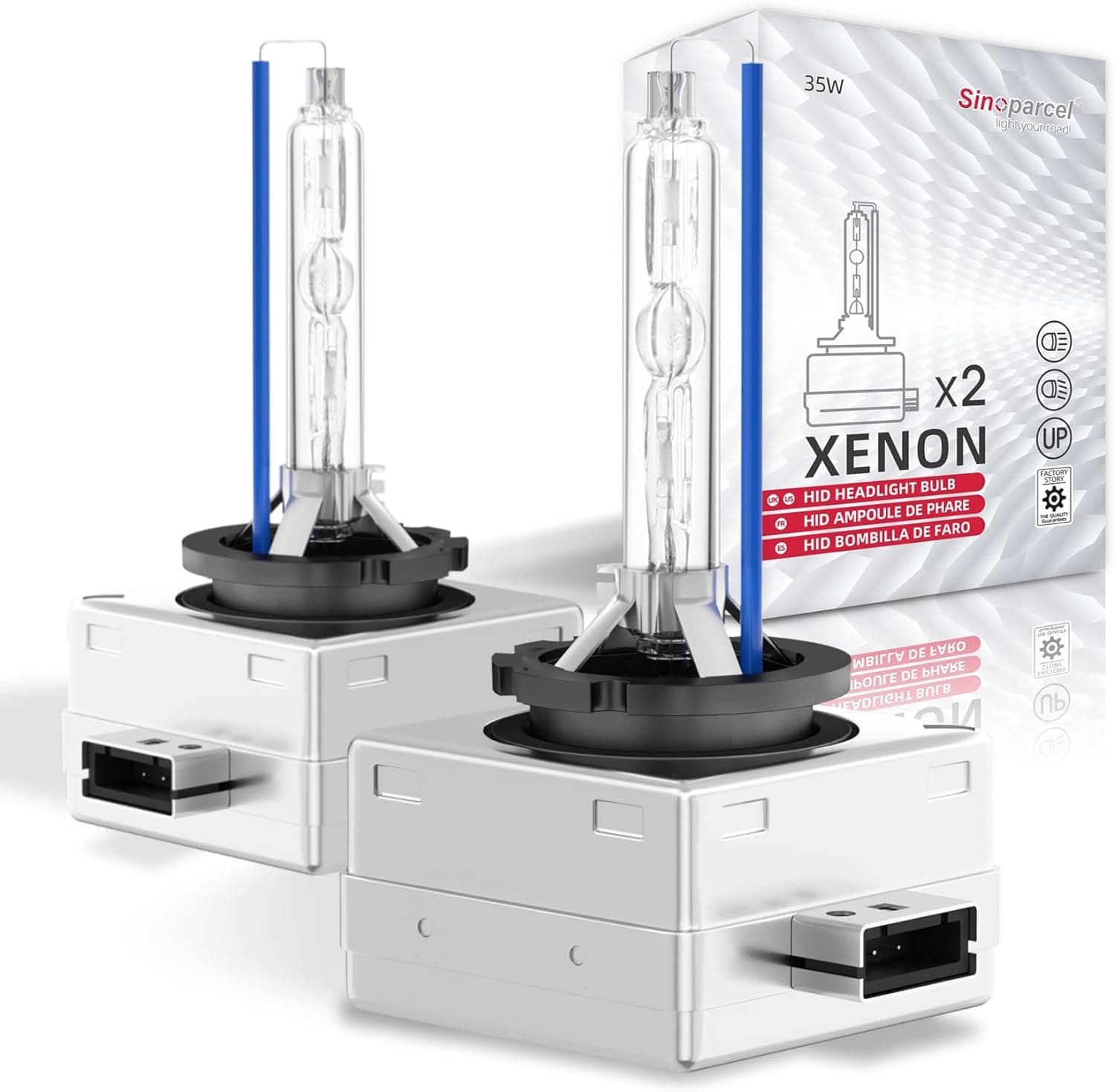 Sinoparcel D3S/D3R Xenón HID Bombillas de Faros - 8000K 35W Haz Baja y Alta Luces de Reemplazo 66340 42403 42302 - Paquede de 2