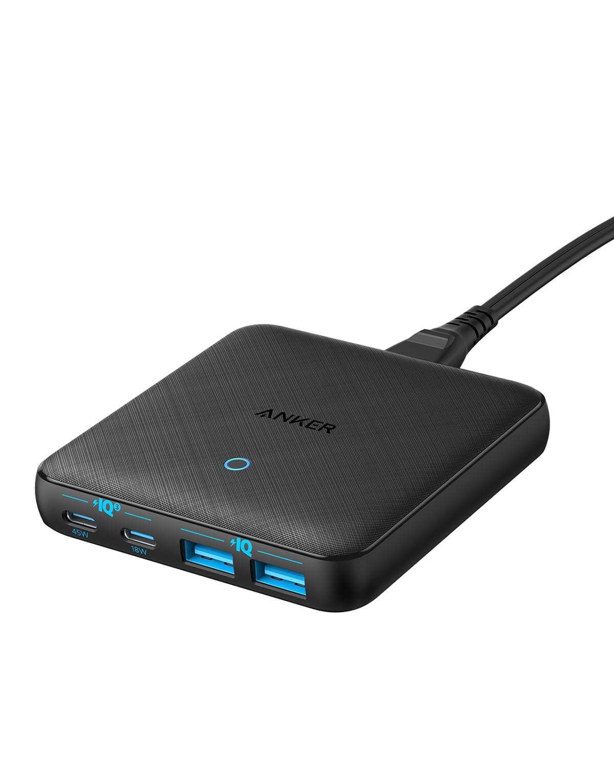 Schnellladegerät USB-C, Adapter Anker Schnellladung, 63 W, 4 Ports PIQ 3.0 und GaN, Ladegerät PowerPort Atom III Slim mit Zwei USB-C-Anschlüssen (45 W max), iPhone 16, Laptops