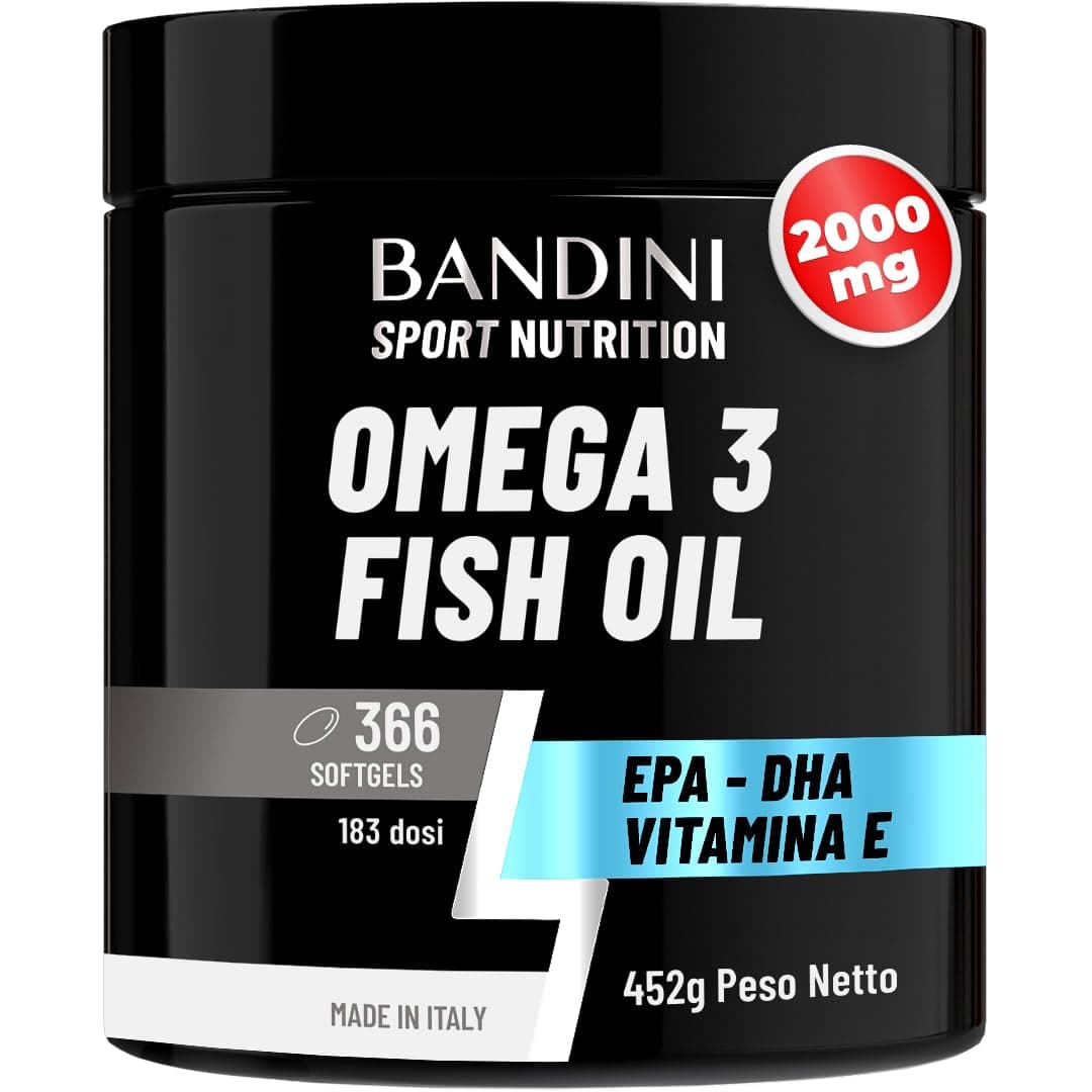 Bandini® Omega 3 Olio di Pesce 2000mg | 366 Capsule Molli (6 mesi) ad Alto Dosaggio - 600mg Acidi Grassi Essenziali EPA e DHA in forma di trigliceridi bioattivi | Omega-3 Softgels - Senza retrogusto