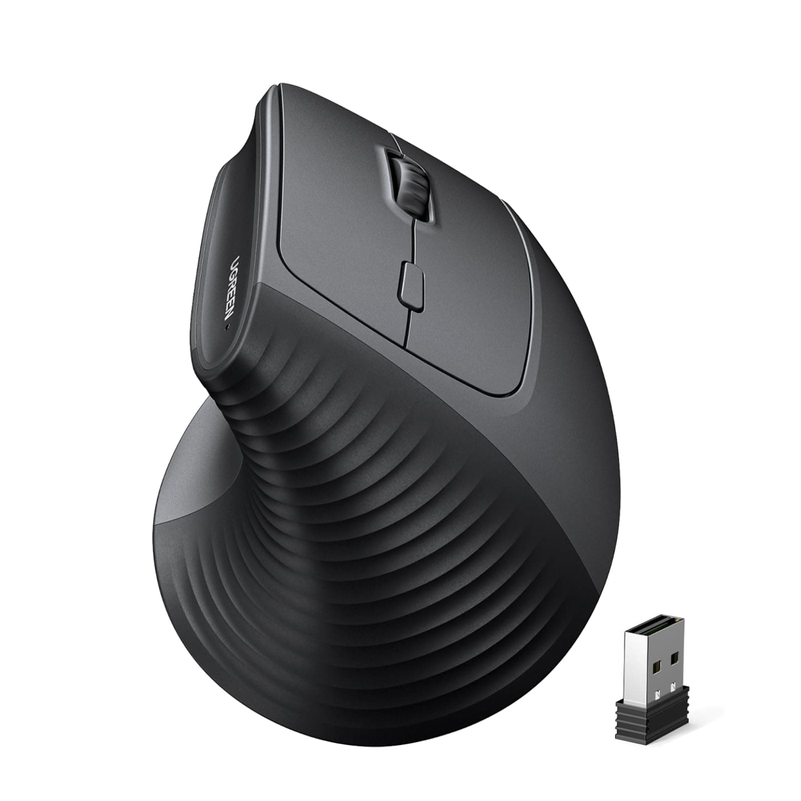 UGREEN 2.4G & Bluetooth Maus Kabellos Vertikale Ergonomische Maus für Windows/Mac OS uzw, 1000/1600/2000/4000 DPI, 6 Tasten (2.4G+BT 5.4)
