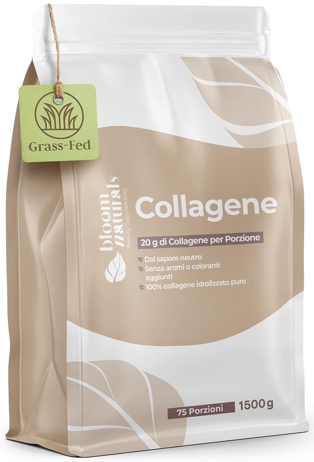 Collagene Idrolizzato in Polvere 1500 g (1,5 kg) – 20 g per Porzione – Gusto Neutro – Peptidi di Collagene Tipo 1 e 3 - Colageno Hidrolizado - Collagen Peptides Powder - Prodotto in Germania