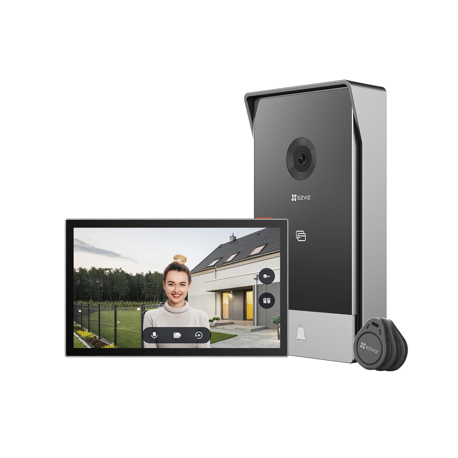 EZVIZ Video Türsprechanlage mit Türöffner, 2K Türklingel mit Kamera, Personenerkennung, Push-Nachricht, 2-Wege-Audio und Farb-Touchscreen, Dualband, für den Außenbereich CP7