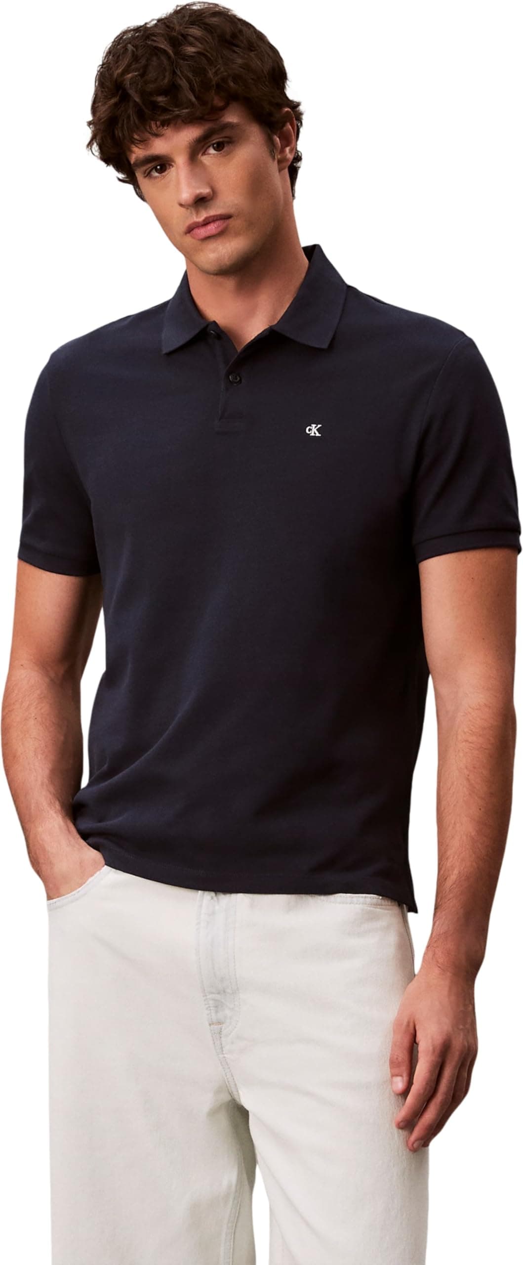 Calvin Klein Polo de Manga Corta Hombre Monogram Pique de algodón