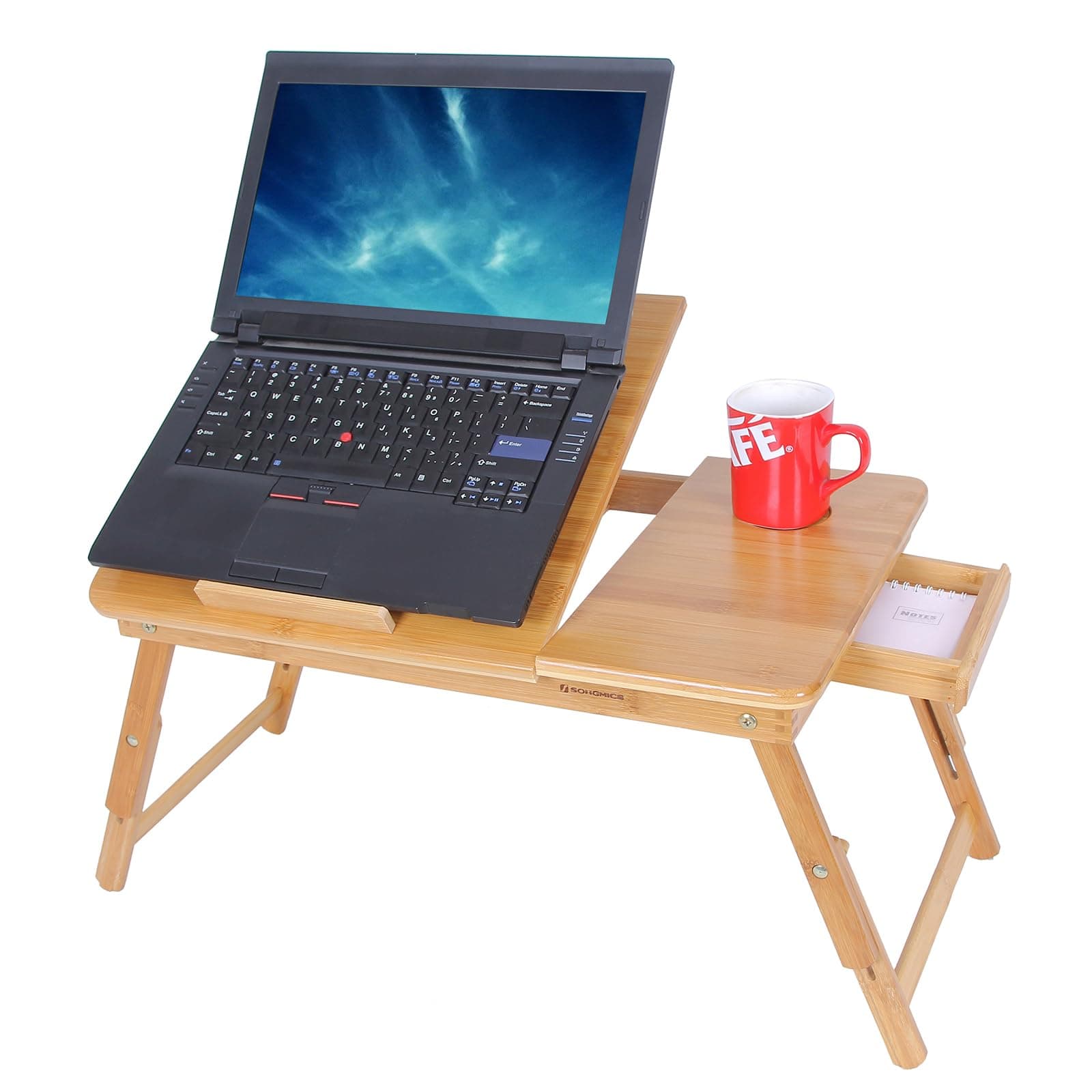 SONGMICS Laptoptisch Notebooktisch Betttisch Lapdesks für Lesen oder Frühstücks und Zeichentisch Laptops höhenverstellbar Faltbare 55 x 35 x 29 cm LLD002