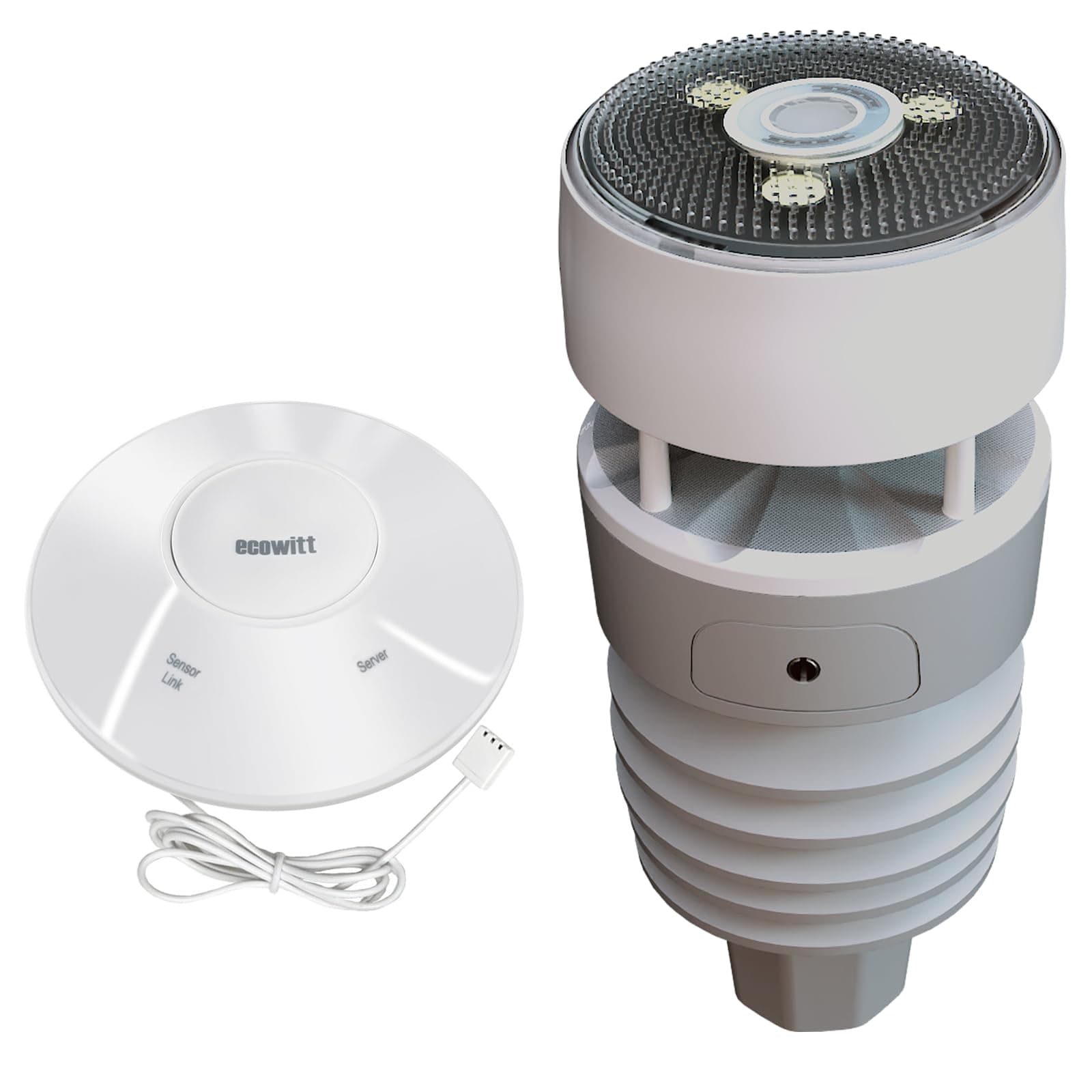 ECOWITT Wittboy GW2001 Estación Meteorológica, 3 en 1 Pasarela Interior WiFi Hub GW2000 + 7 en 1 Sensor Meteorológico Inalámbrico Doméstico WS90 con Alimentación Solar, 868