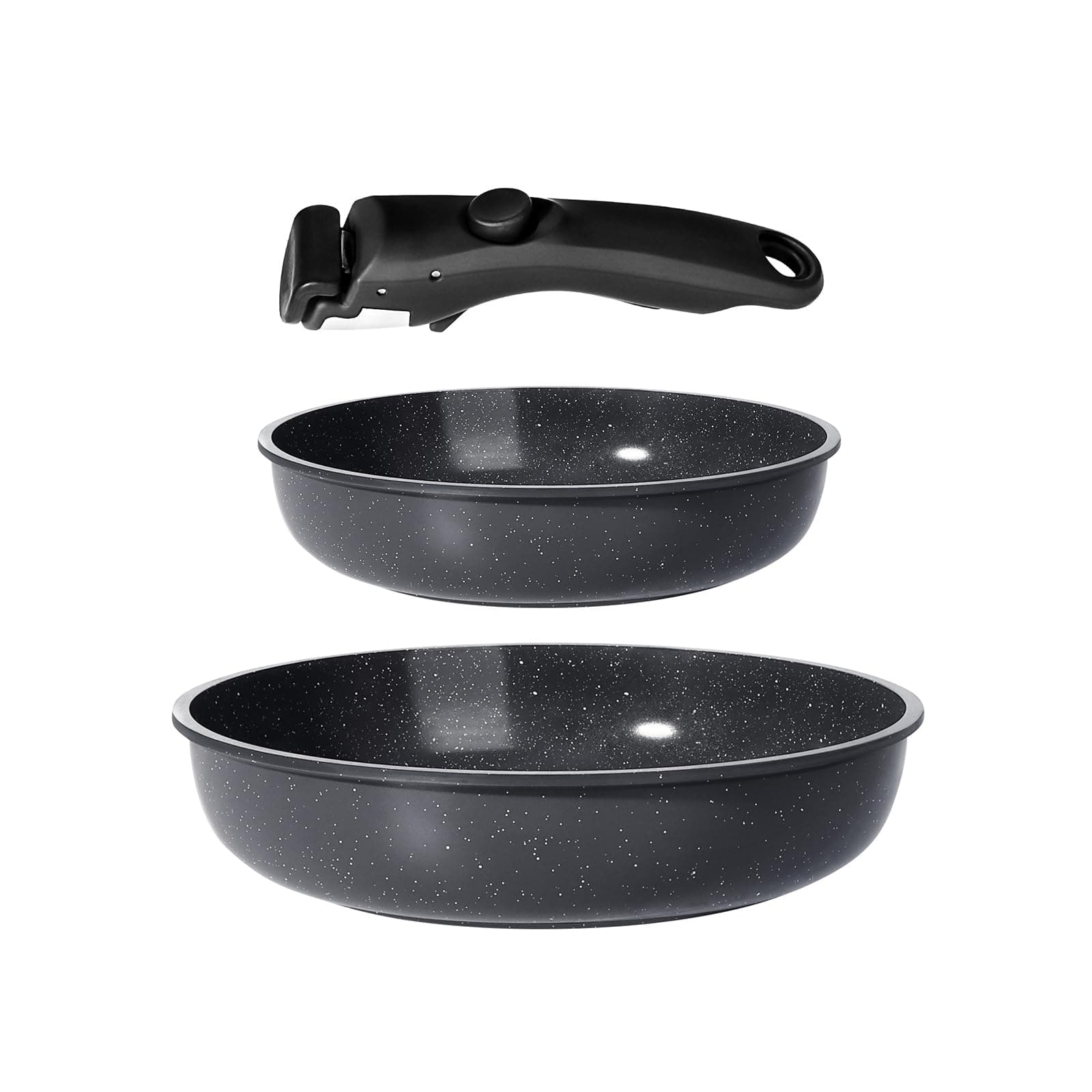 GiPP Set di Pentole e Padelle Ceramiche Antiaderenti 3 Pezzi con Manico Amovibile - Cucina Sana per Camper, Senza Tossine, Compatibile Induzione/Forno/Lavastoviglie