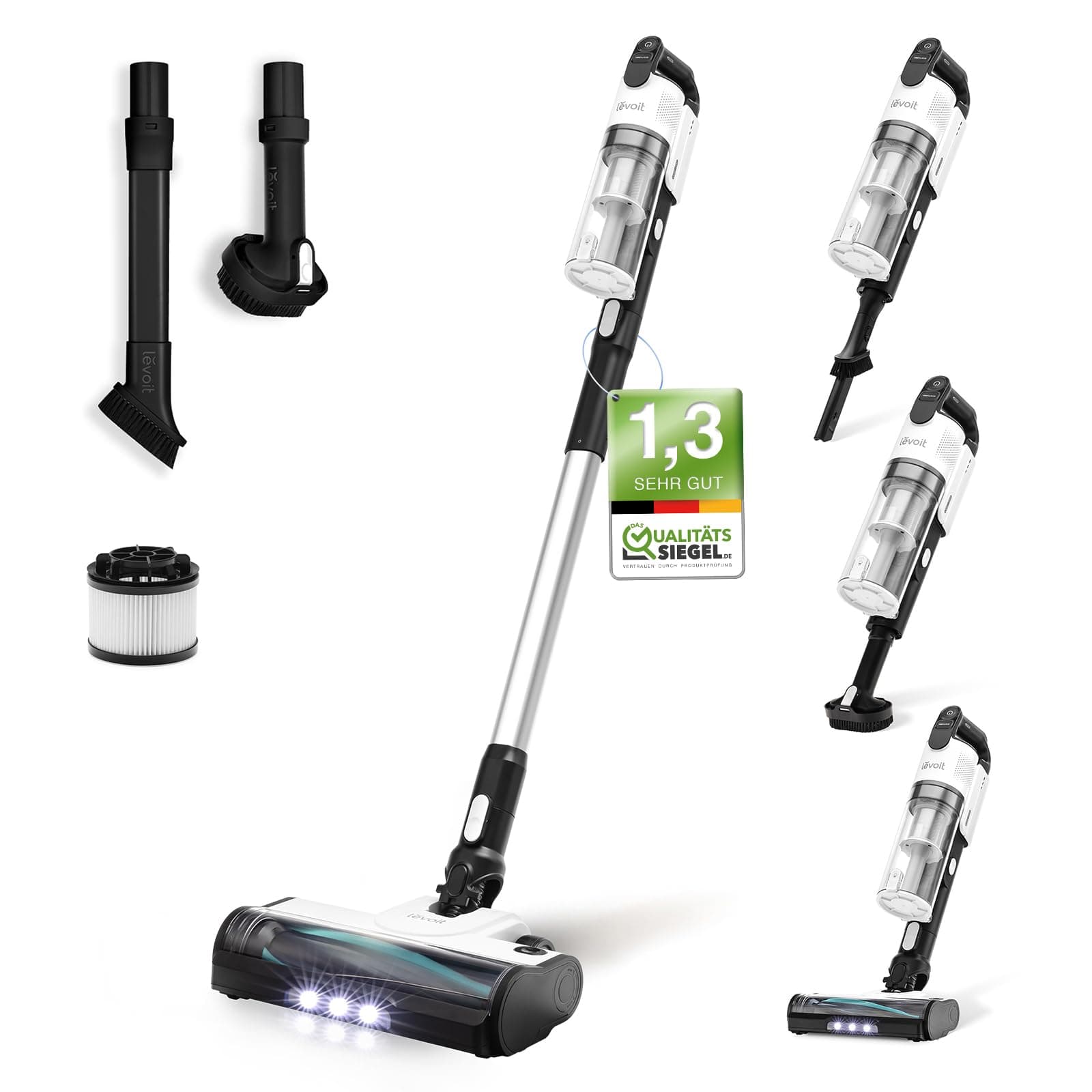 Levoit - Akku Staubsauger - Laufzeit für 75㎡ - Staubsauger Kabellos - 4-in-1 Vacuum Cleaner - 99,9 Prozent Filterleistung - Anti Tangle -Für Tierhaare/Teppiche/Hartböden/Auto - LVAC-200