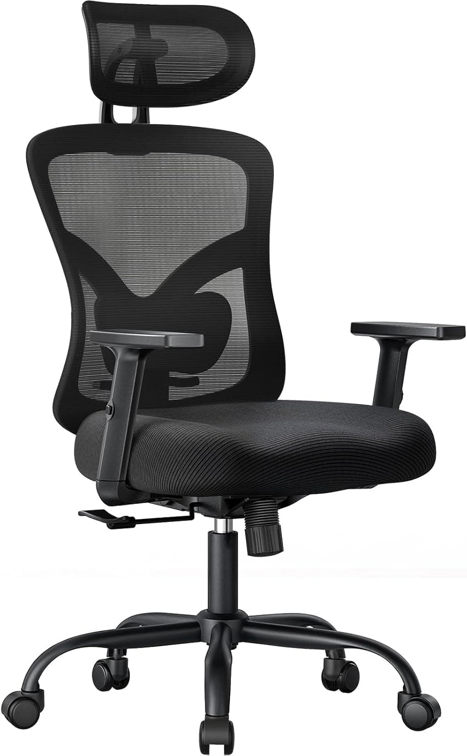 NOBLEWELL Silla de Oficina Ergonómica con Soporte Lumbar, Reposacabezas 2D, Reposabrazos Ajustable, Cojín Mejorado, Inclinación de 130°, Silla para Oficina en Casa