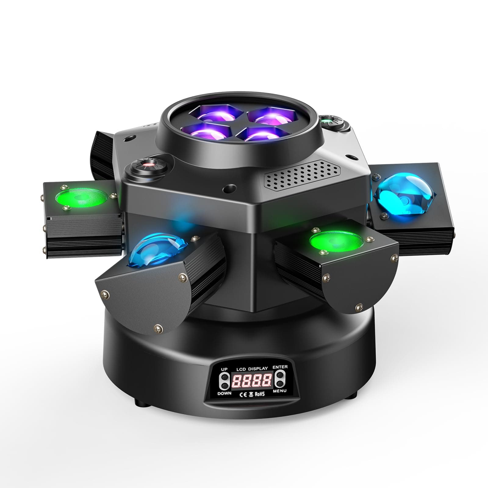 Ukfog 180W Cabeza Móvil LED RGBW Luz Discoteca 19CH Beam Moving Head para Fiestas Bodas Bar Iluminación de escenarios